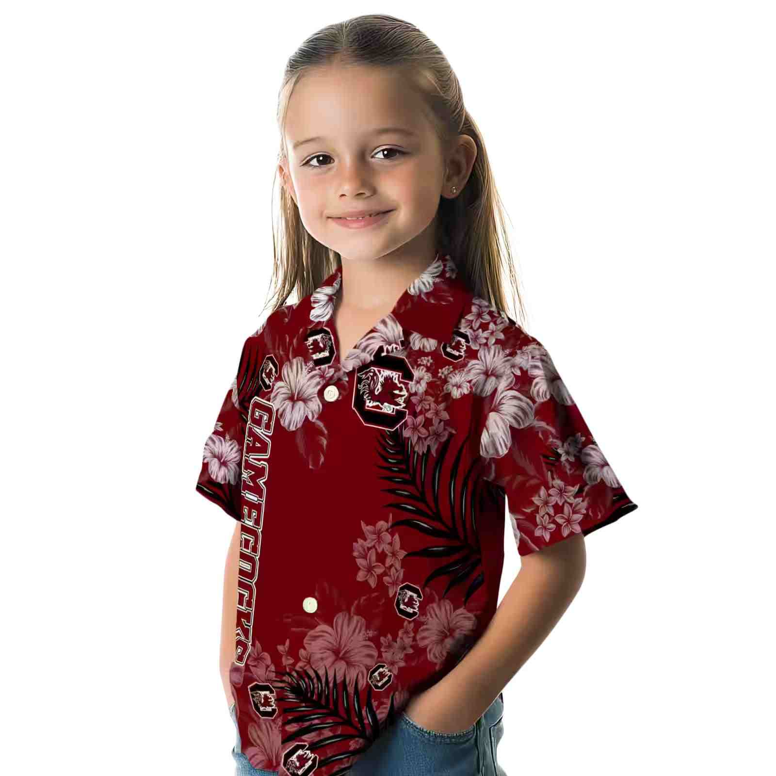 south carolina gamecocks hibiscus print garnet hawaiian shirt premium grade