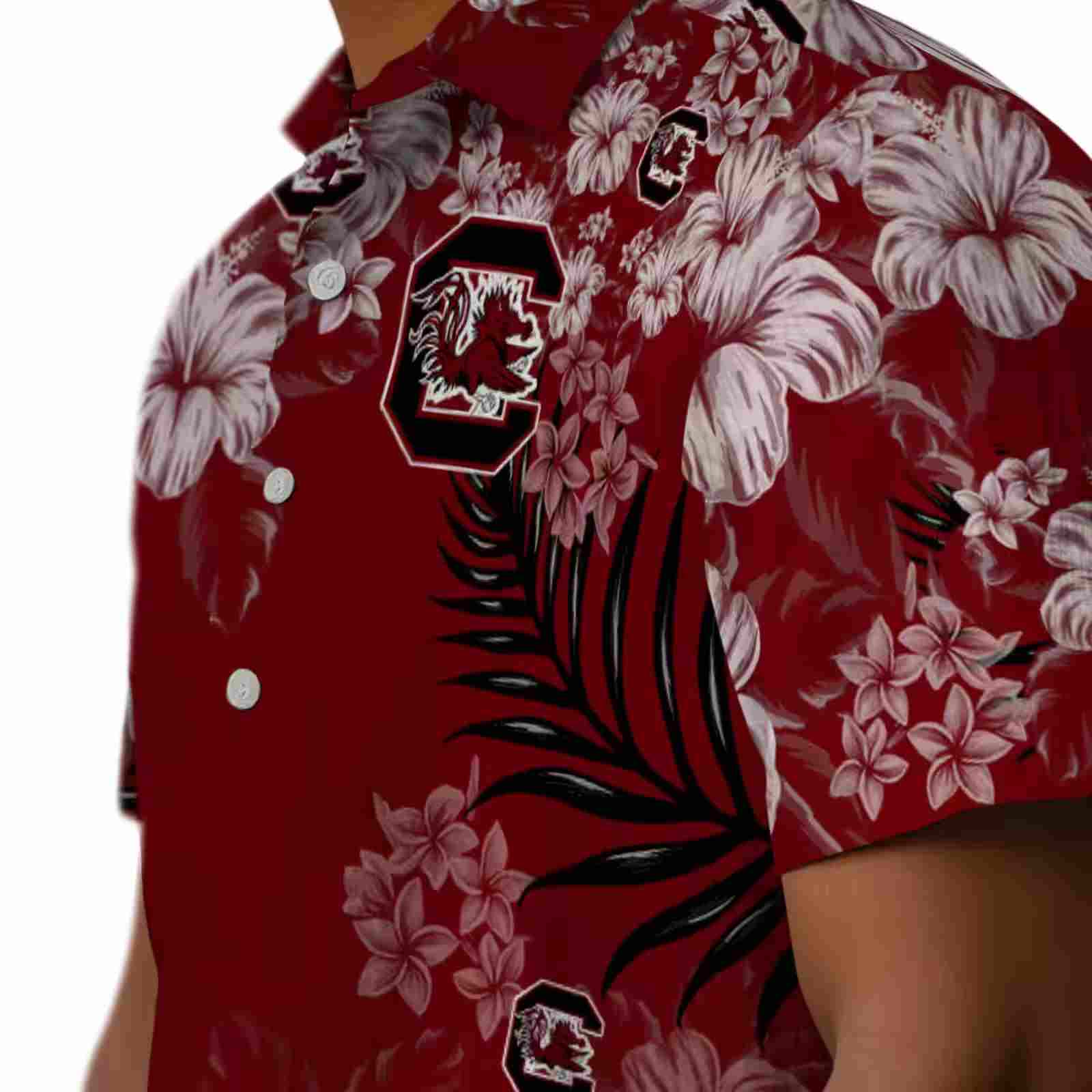 south carolina gamecocks hibiscus print garnet hawaiian shirt trendy