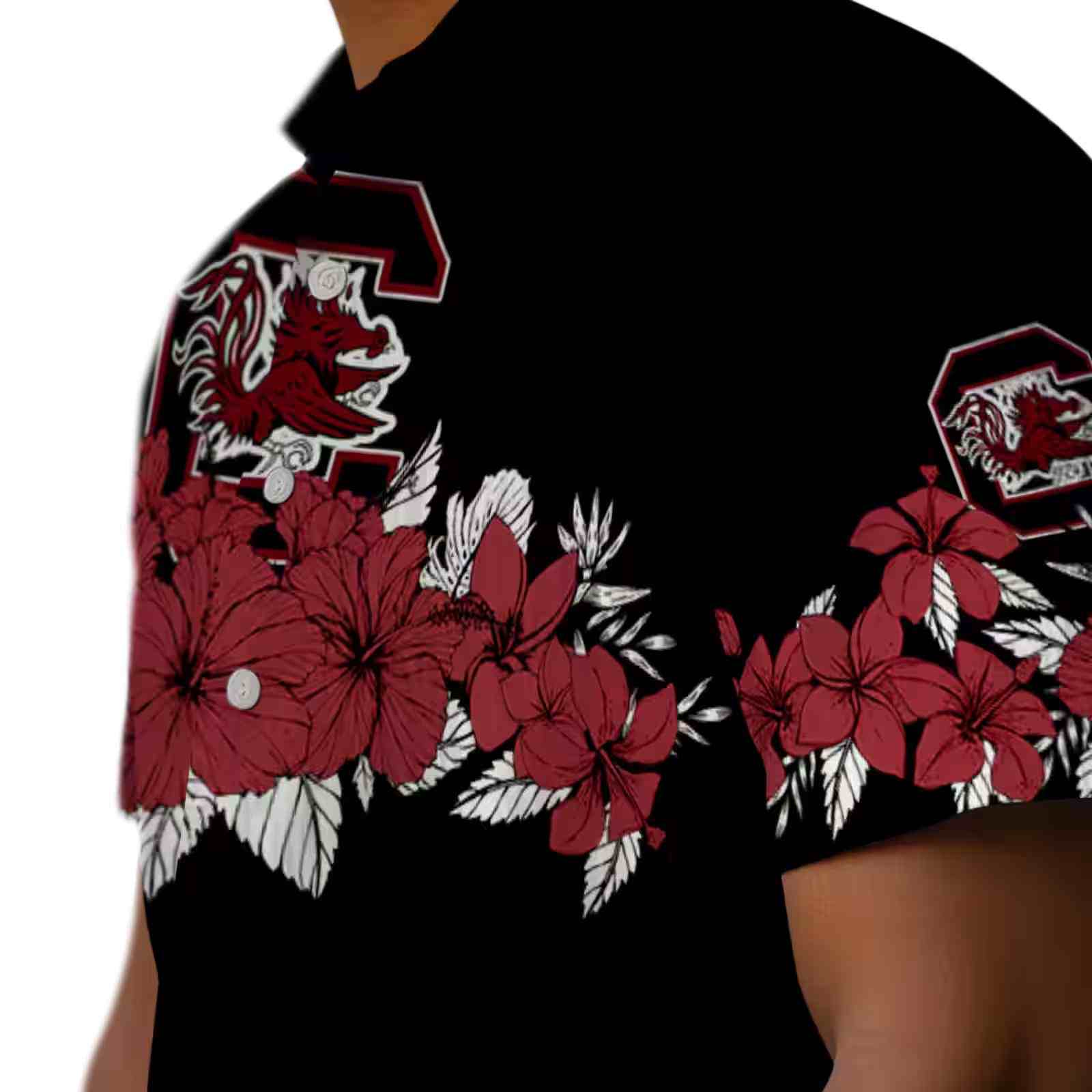 south carolina gamecocks hibiscus stripe garnet black hawaiian shirt trendy