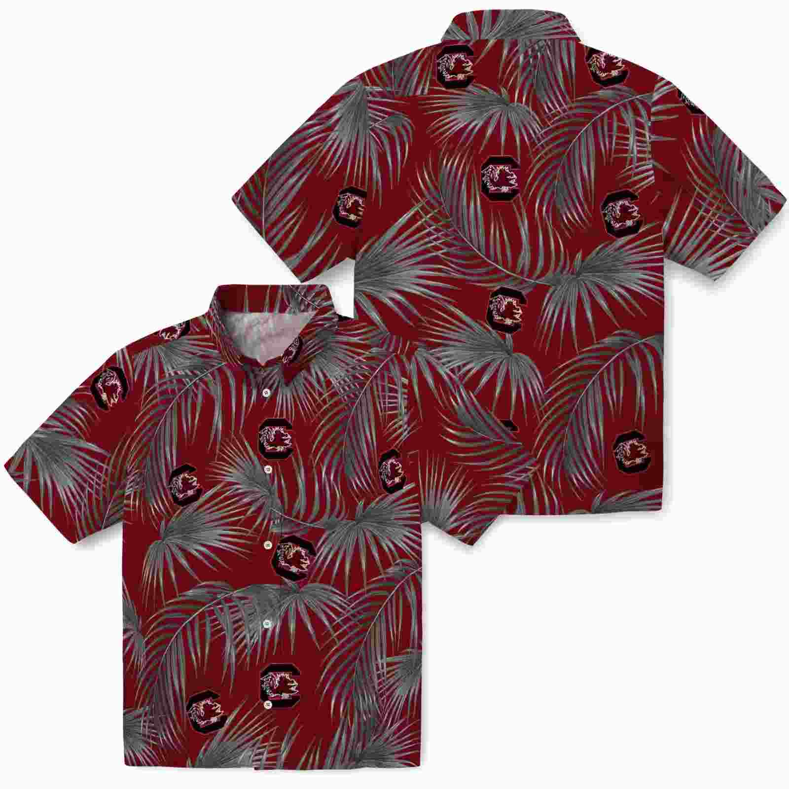 south carolina gamecocks leafy palms garnet hawaiian shirt high quality