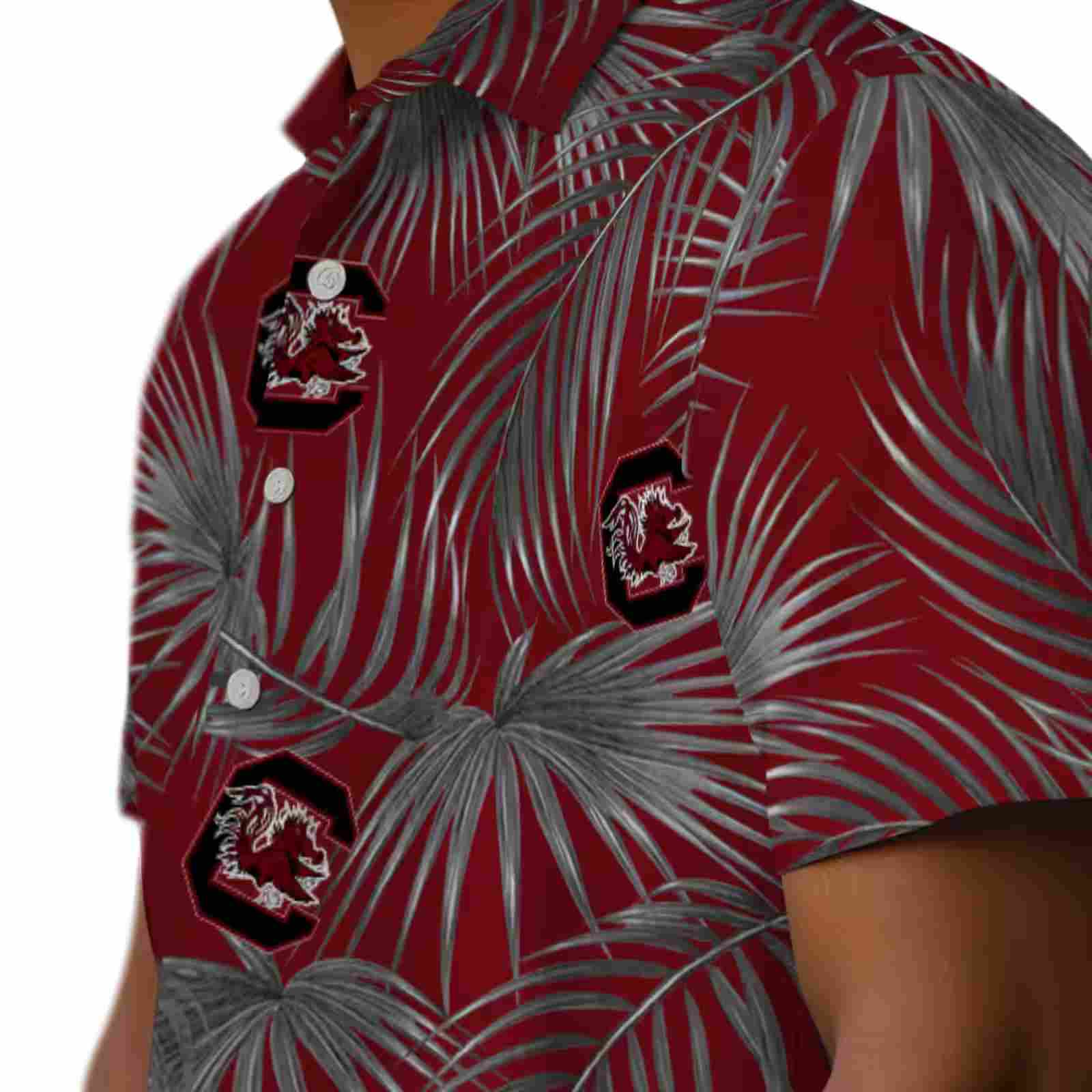 south carolina gamecocks leafy palms garnet hawaiian shirt trendy