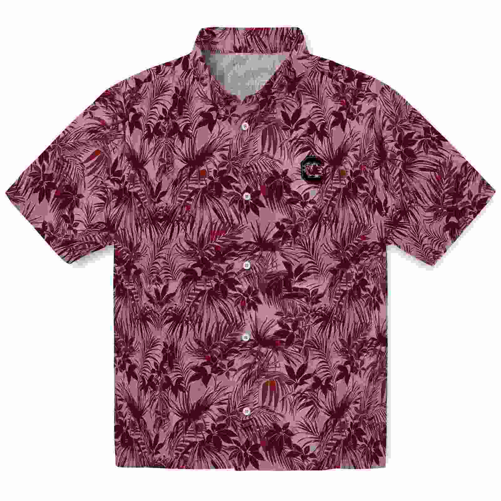 South Carolina Gamecocks Leafy Pattern Garnet Hawaiian Shirt