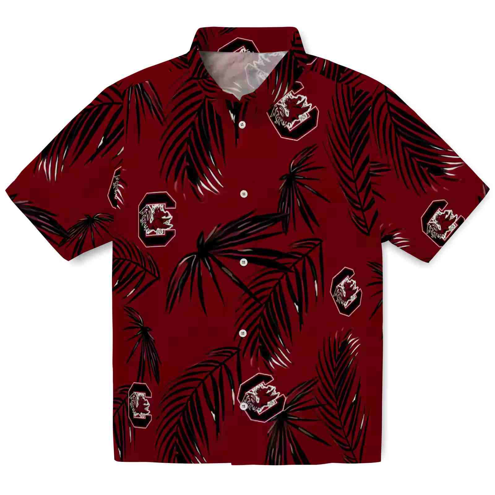 South Carolina Gamecocks Palm Leaf Garnet Hawaiian Shirt