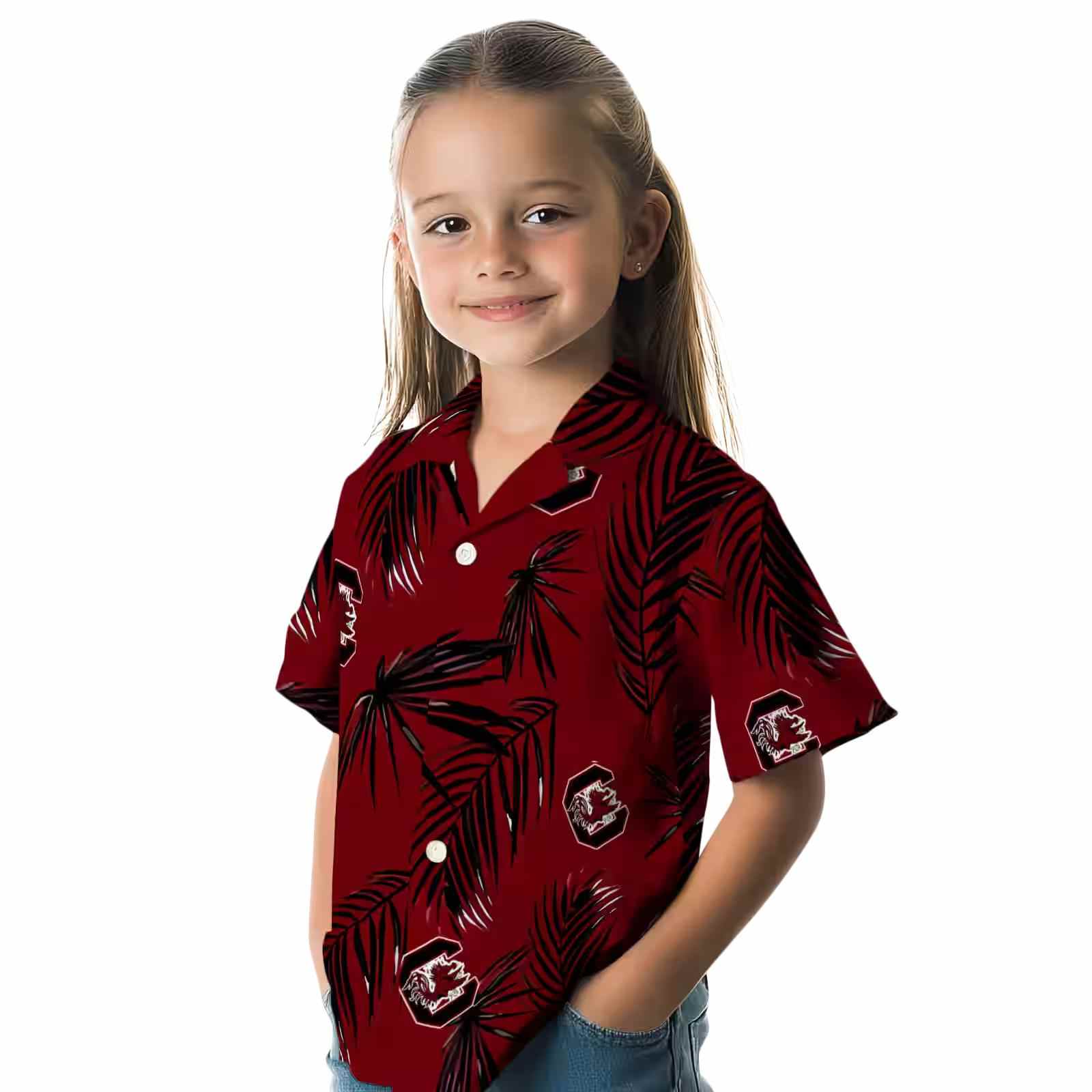 south carolina gamecocks palm leaf garnet hawaiian shirt premium grade