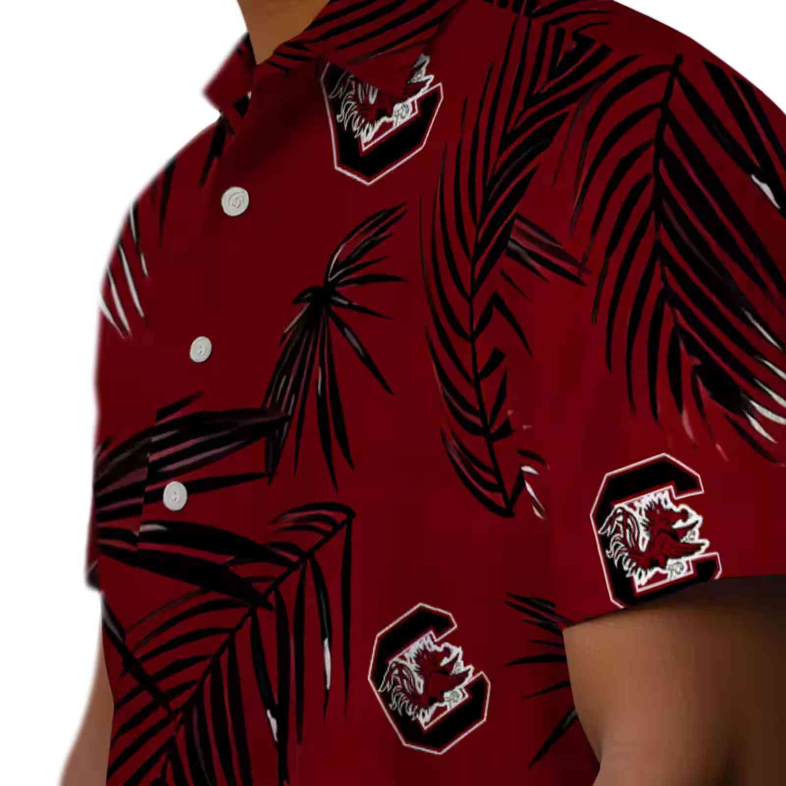 south carolina gamecocks palm leaf garnet hawaiian shirt trendy