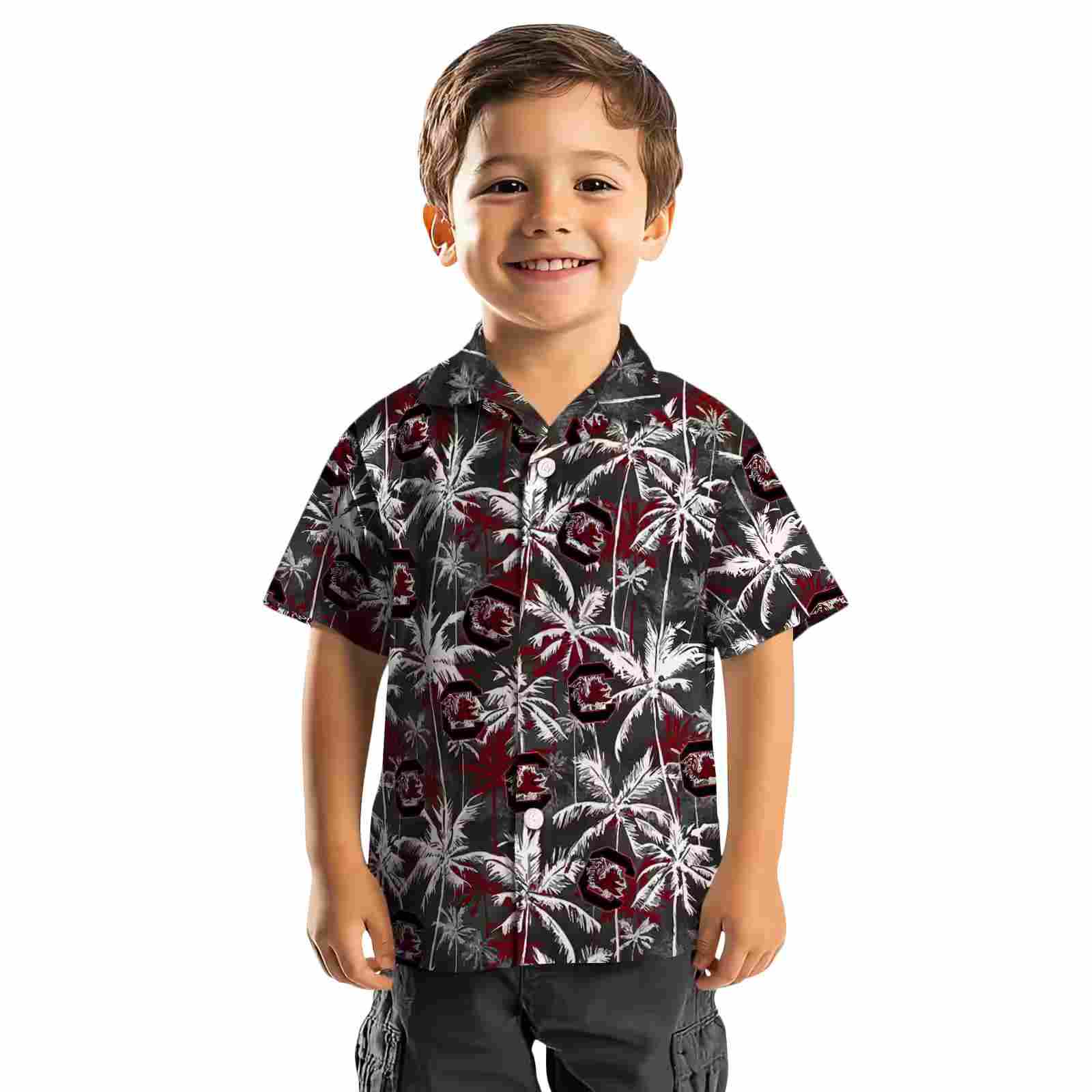 south carolina gamecocks palm pattern garnet black hawaiian shirt top rated