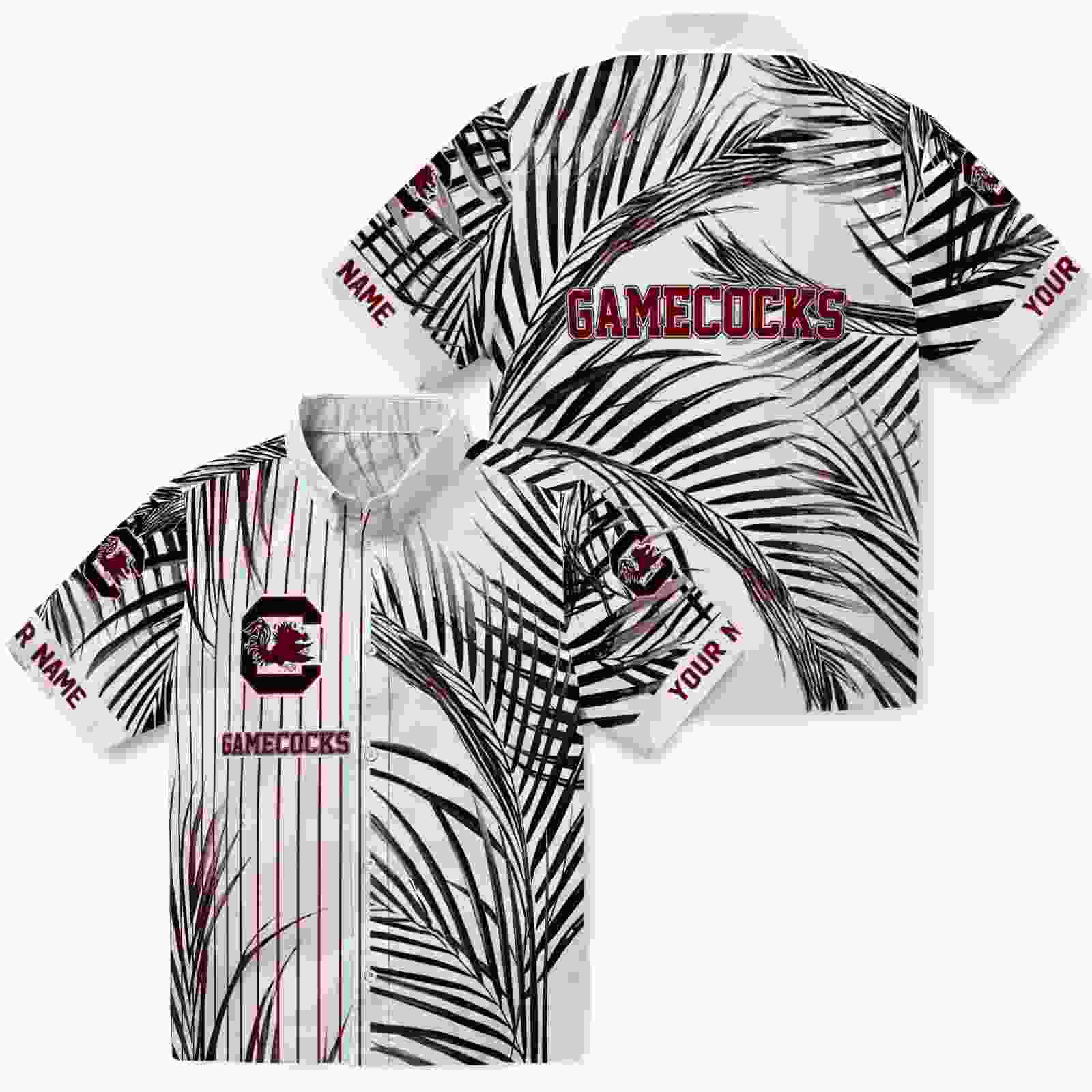 south carolina gamecocks palm stripes garnet black white hawaiian shirt high quality