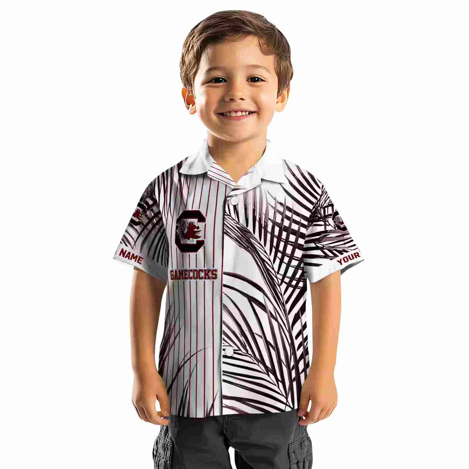 south carolina gamecocks palm stripes garnet black white hawaiian shirt top rated