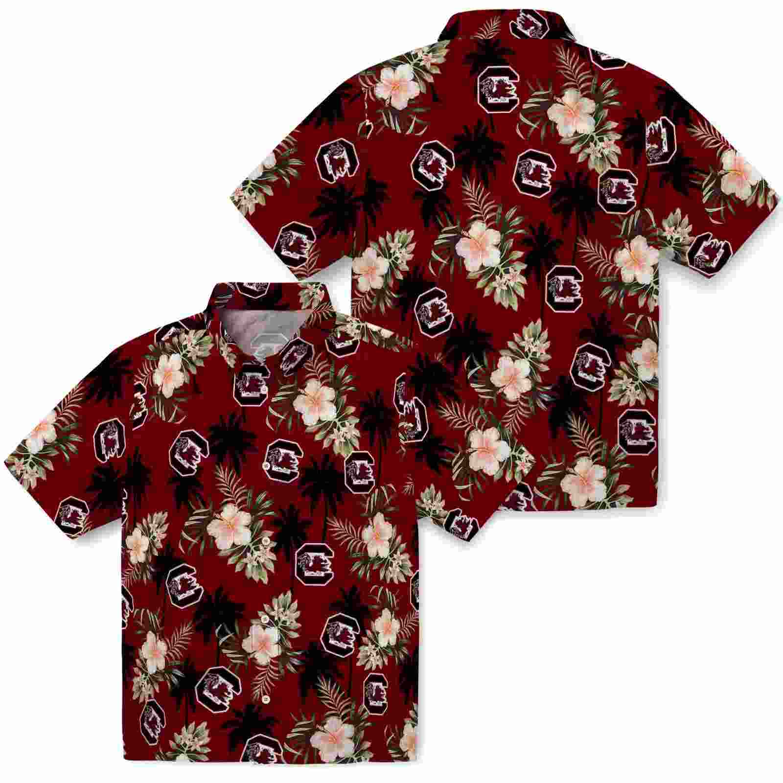 south carolina gamecocks palm tree flower garnet hawaiian shirt high quality