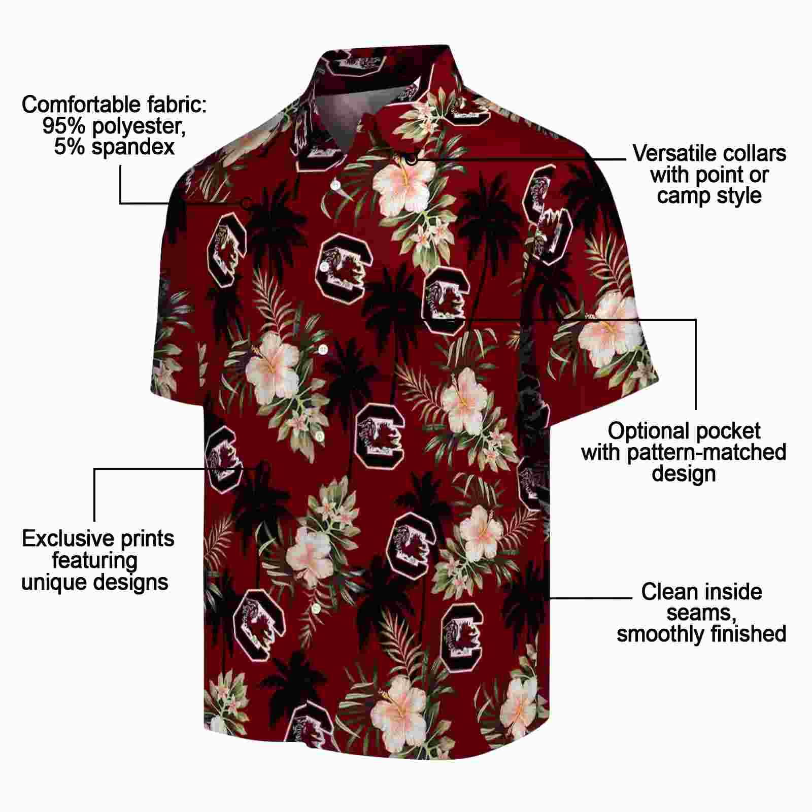 south carolina gamecocks palm tree flower garnet hawaiian shirt new arrival