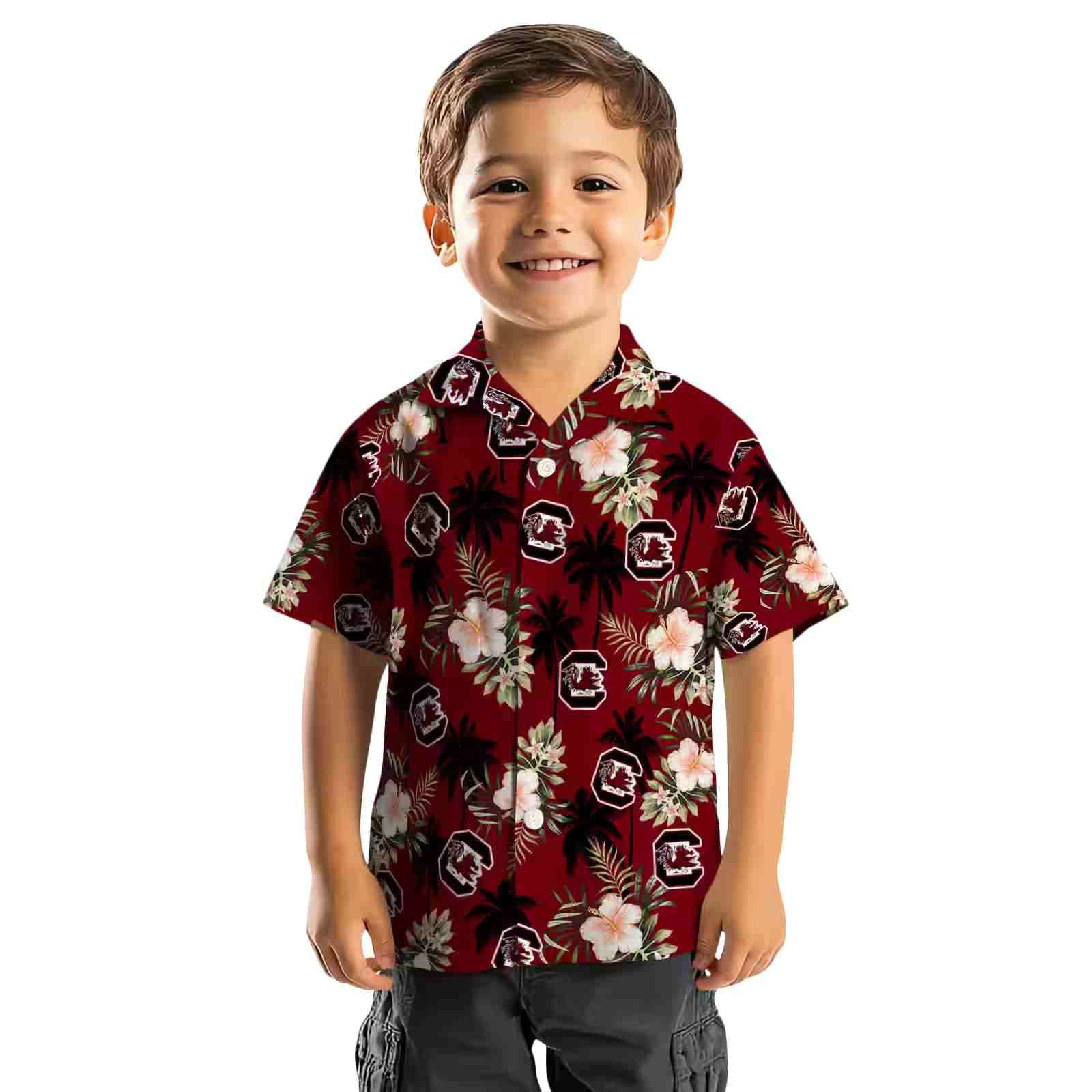 south carolina gamecocks palm tree flower garnet hawaiian shirt top rated