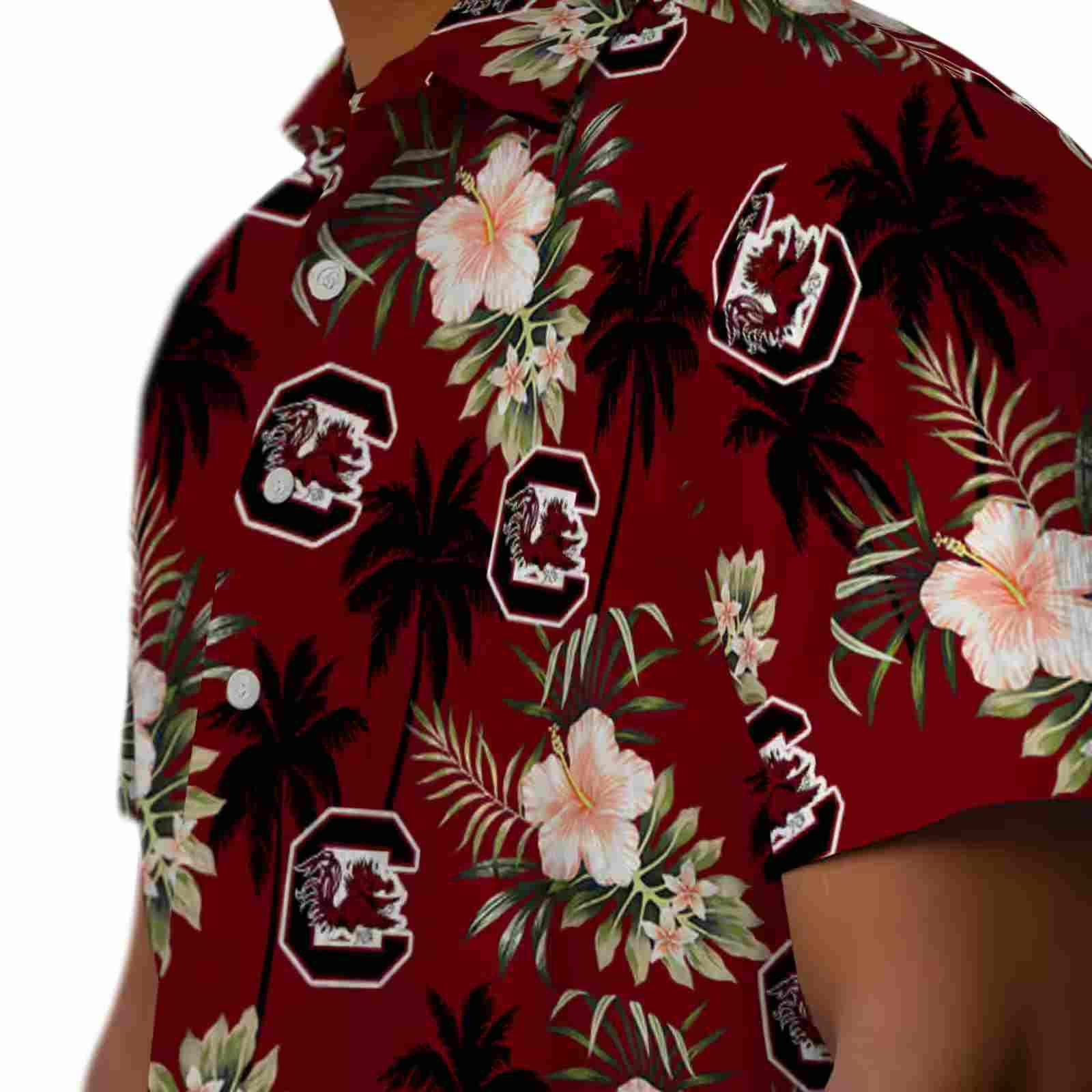 south carolina gamecocks palm tree flower garnet hawaiian shirt trendy