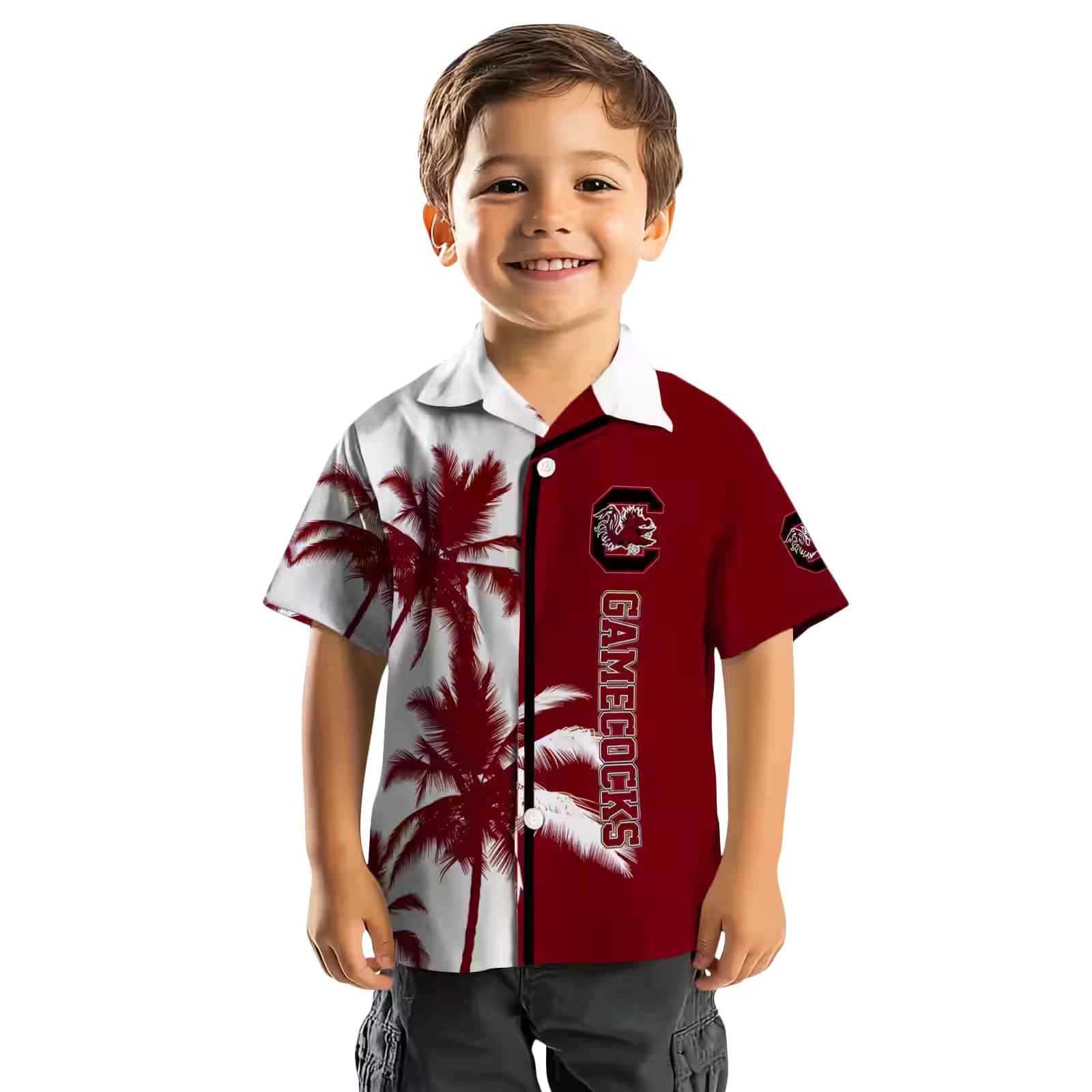 south carolina gamecocks palm trees garnet white hawaiian shirt top rated