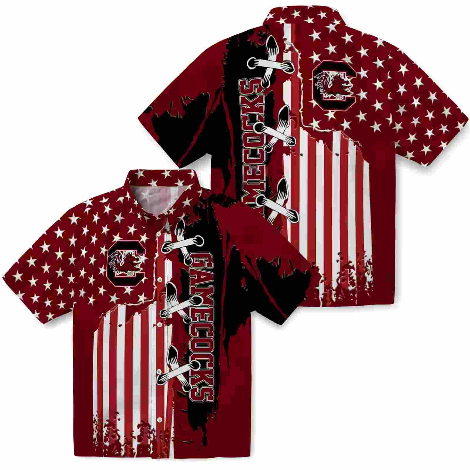 south carolina gamecocks stitched flag garnet hawaiian shirt high quality