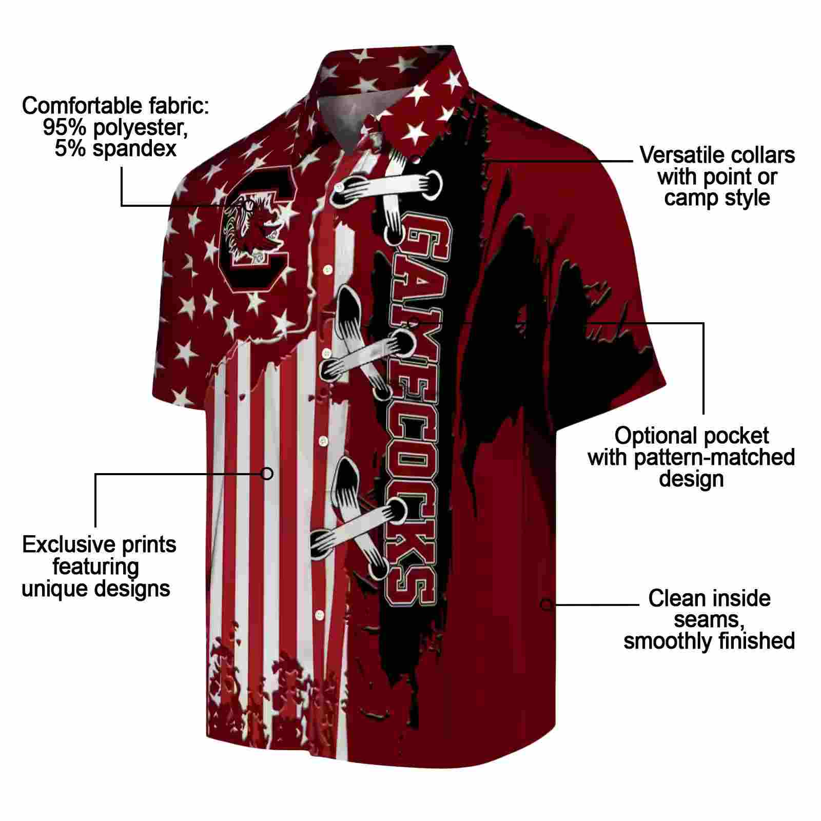 south carolina gamecocks stitched flag garnet hawaiian shirt new arrival