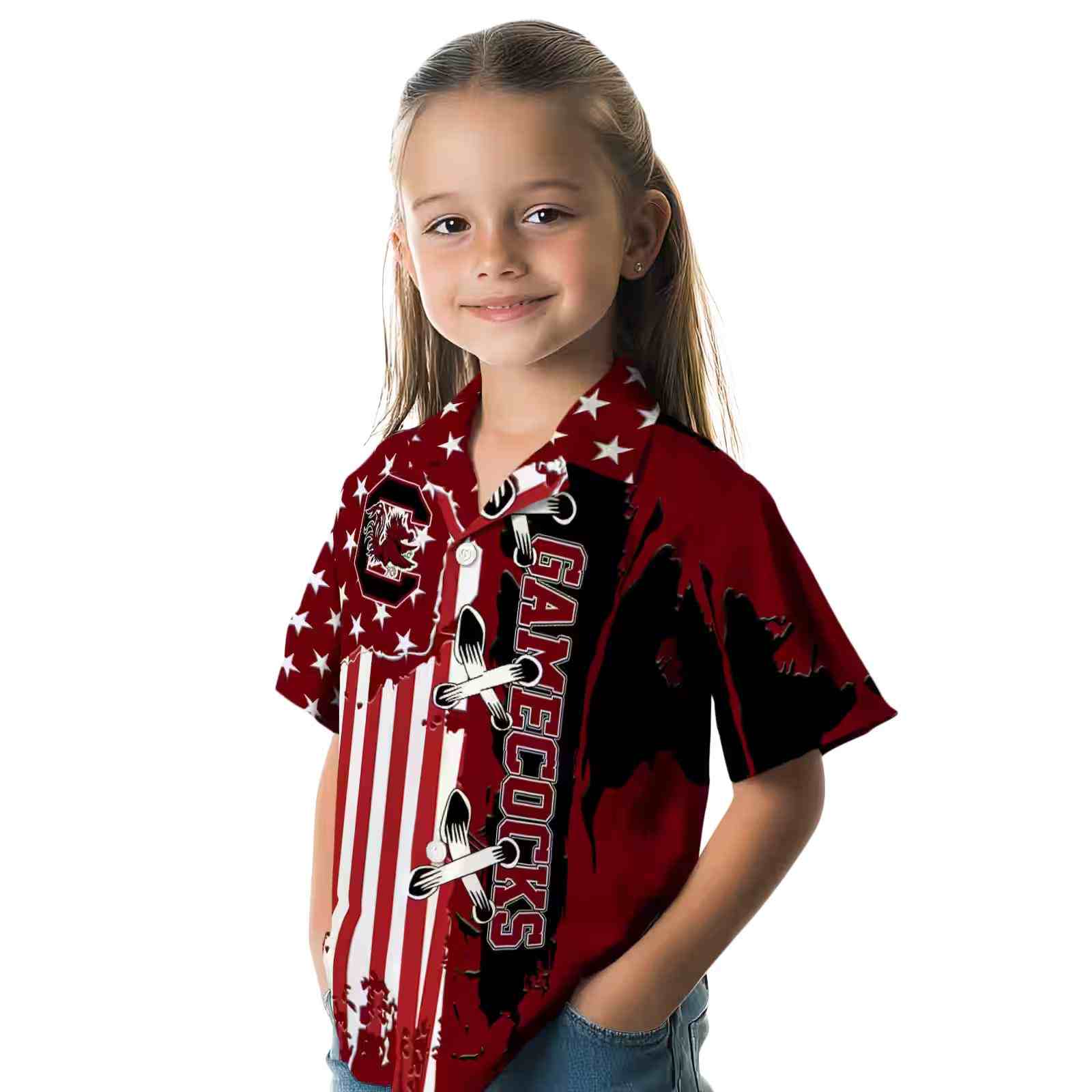 south carolina gamecocks stitched flag garnet hawaiian shirt premium grade