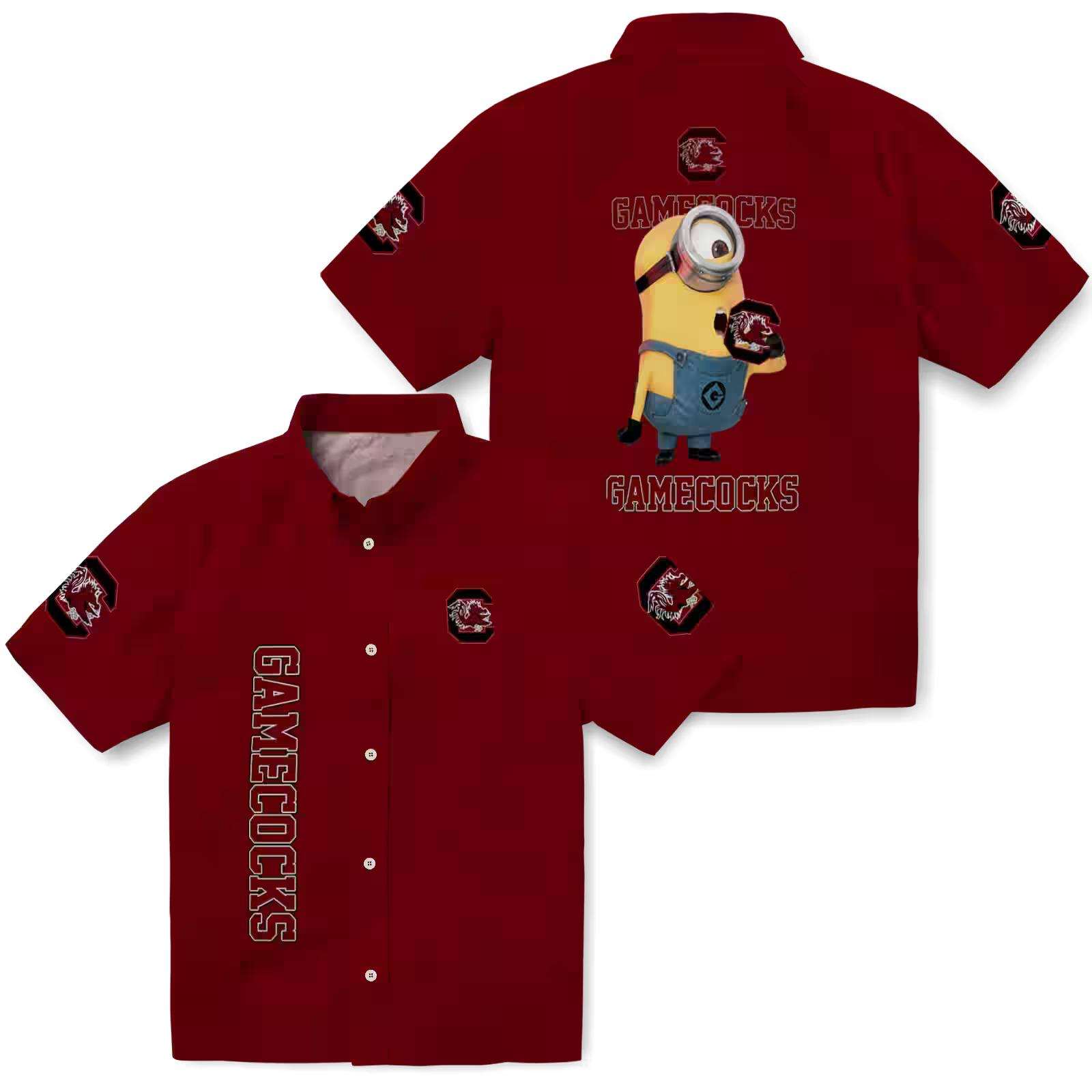 south carolina gamecocks stuart minion garnet hawaiian shirt high quality