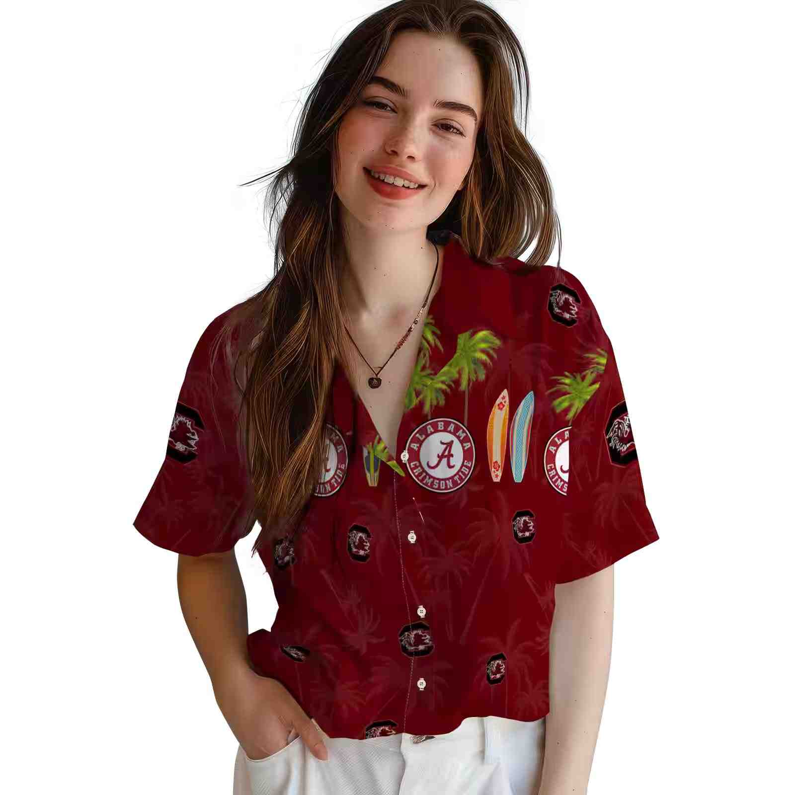 south carolina gamecocks surfboard palm garnet hawaiian shirt latest model