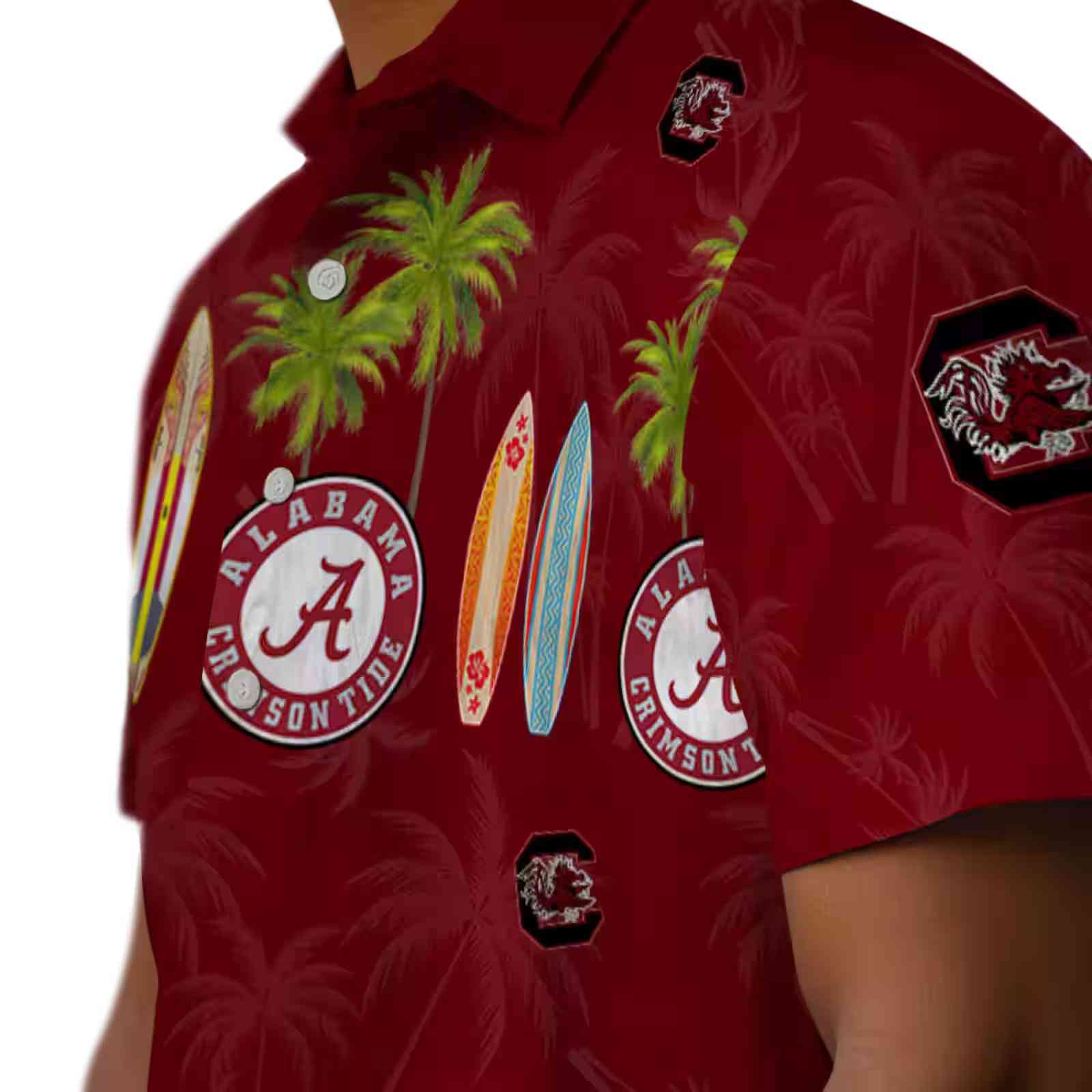 south carolina gamecocks surfboard palm garnet hawaiian shirt trendy