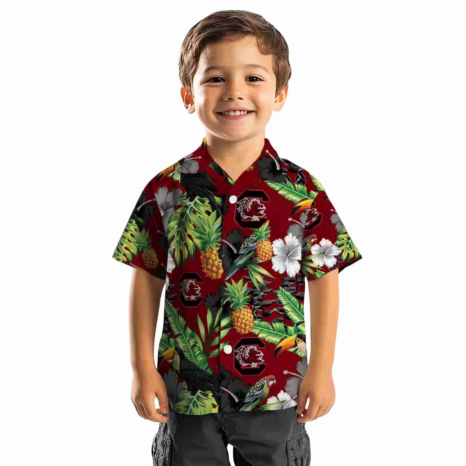 south carolina gamecocks toucan hibiscus pineapple garnet green hawaiian shirt top rated