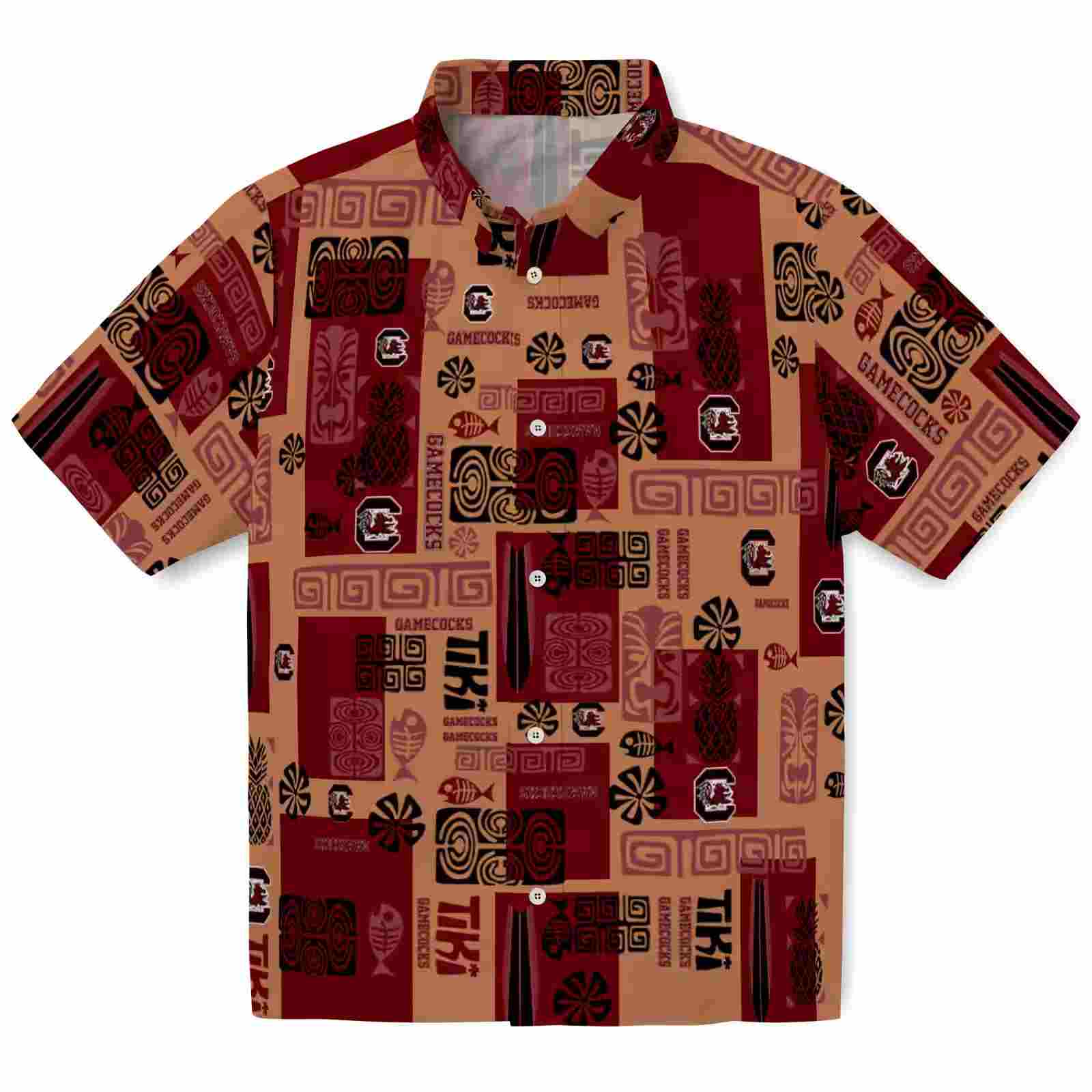 South Carolina Gamecocks Tribal Symbols Garnet Hawaiian Shirt