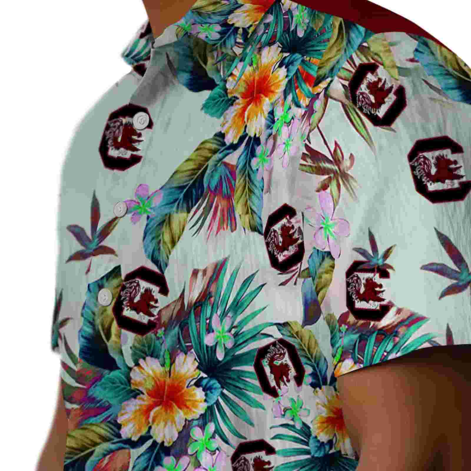 south carolina gamecocks tropical foliage green hawaiian shirt trendy