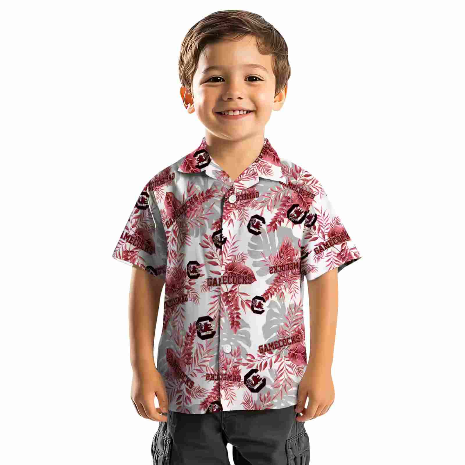 south carolina gamecocks tropical leaves garnet white hawaiian shirt top rated