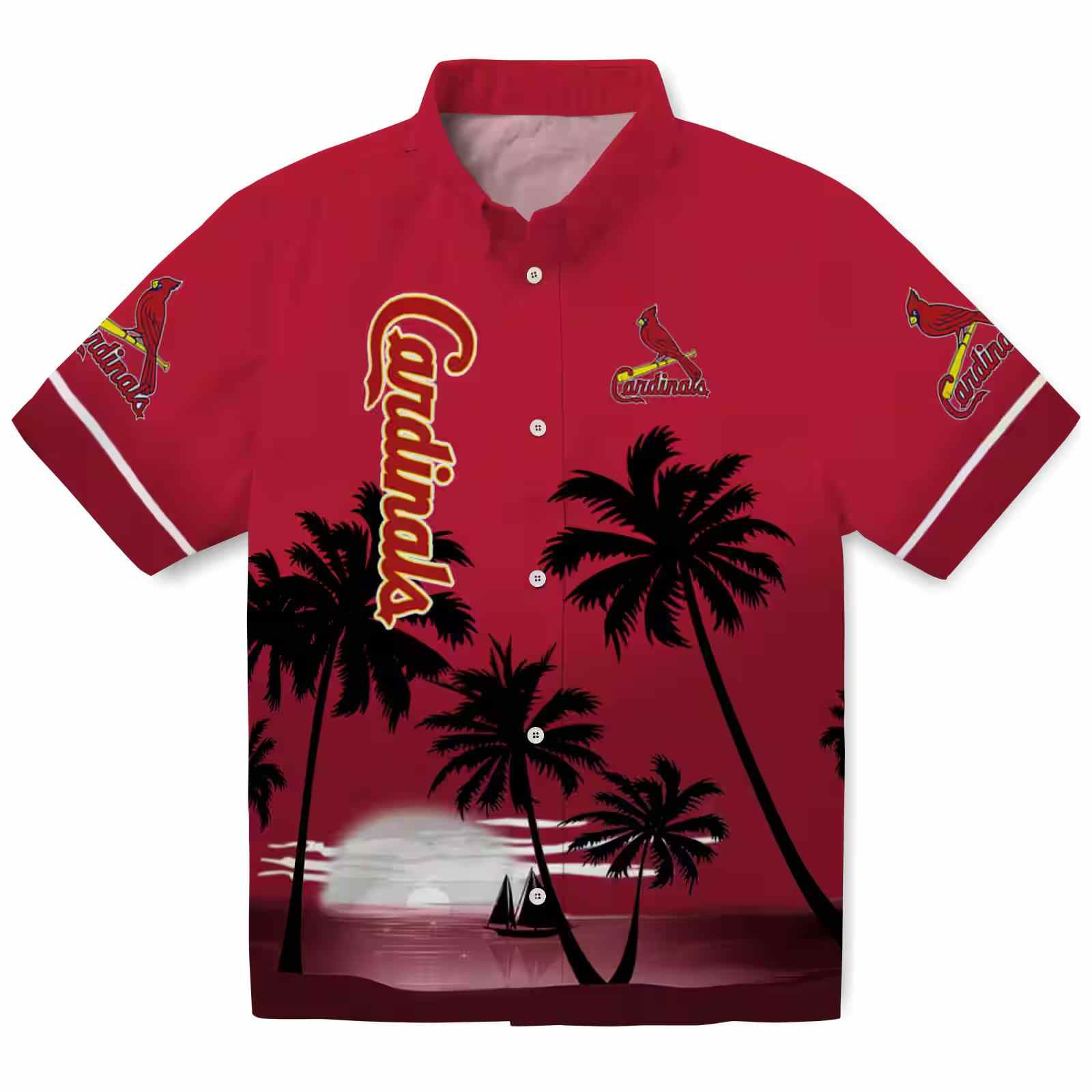 St. Louis Cardinals Beach Sunset Red Black Hawaiian Shirt