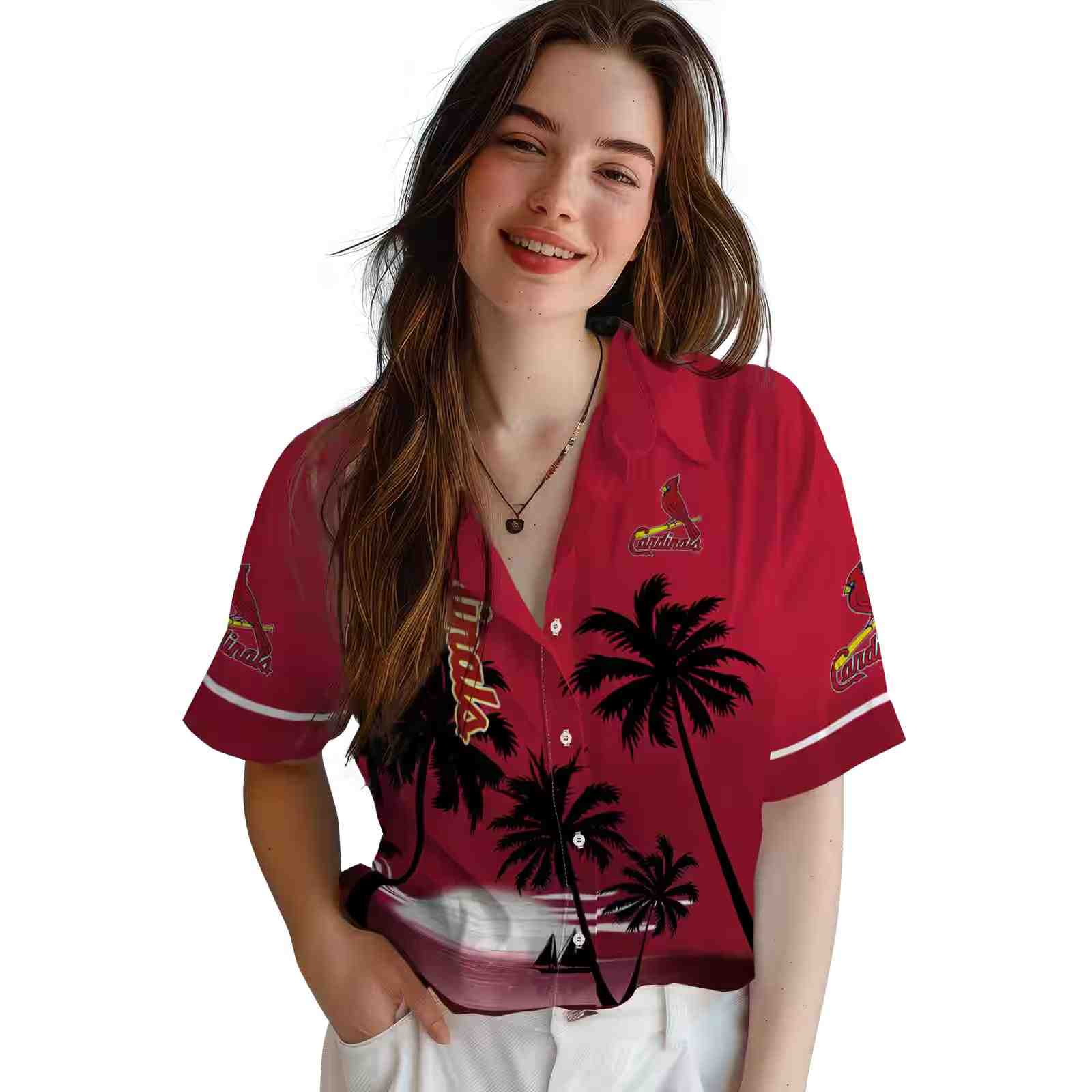 st louis cardinals beach sunset red black hawaiian shirt latest model