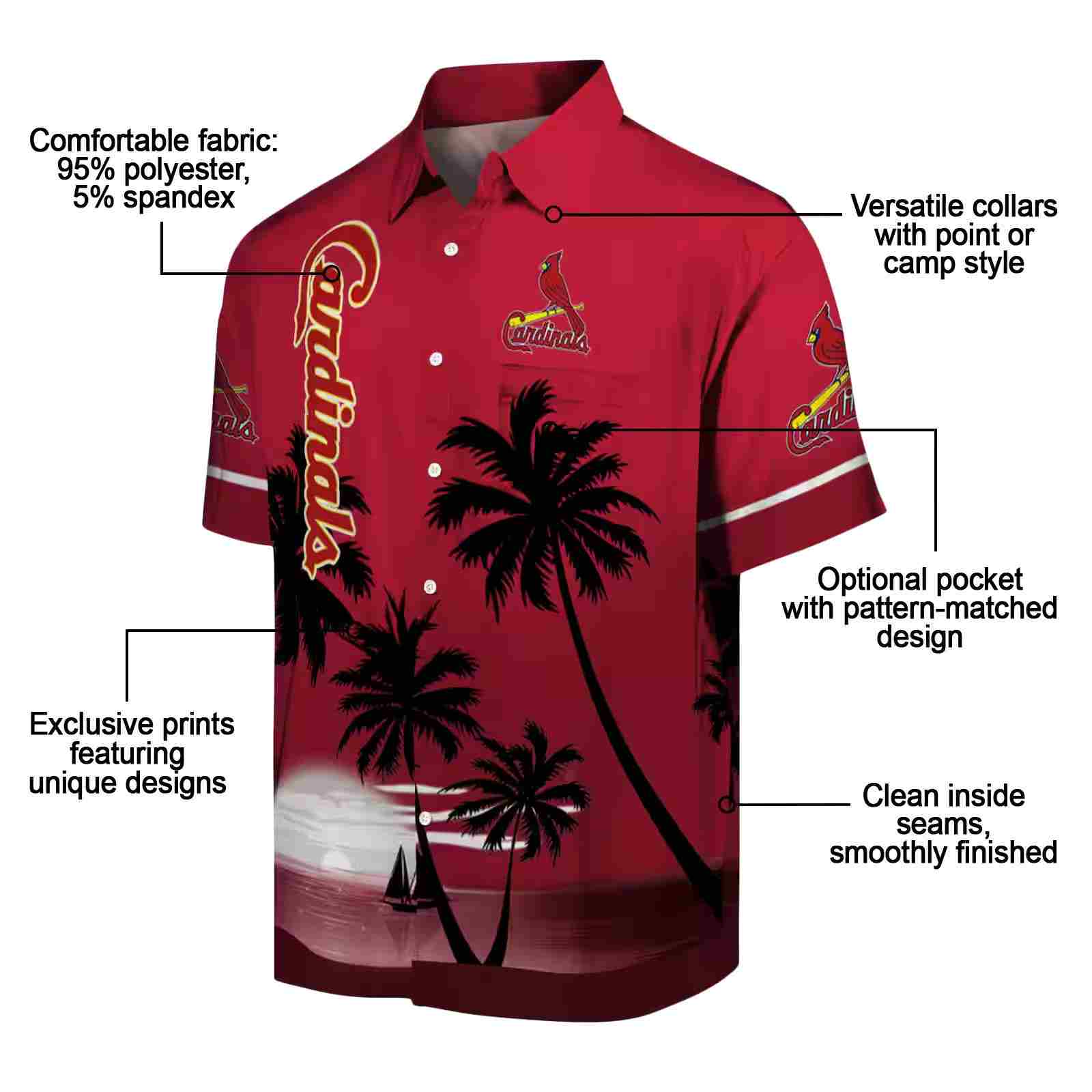 st louis cardinals beach sunset red black hawaiian shirt new arrival