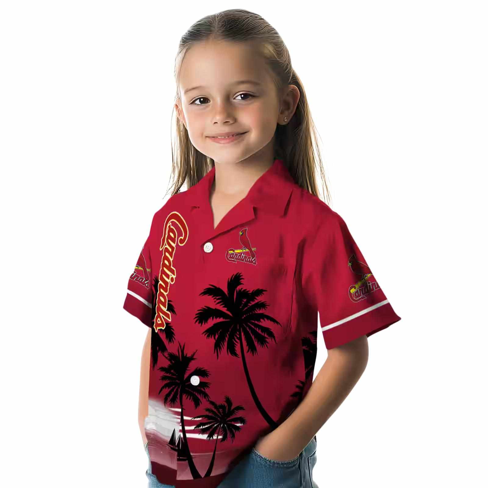 st louis cardinals beach sunset red black hawaiian shirt premium grade