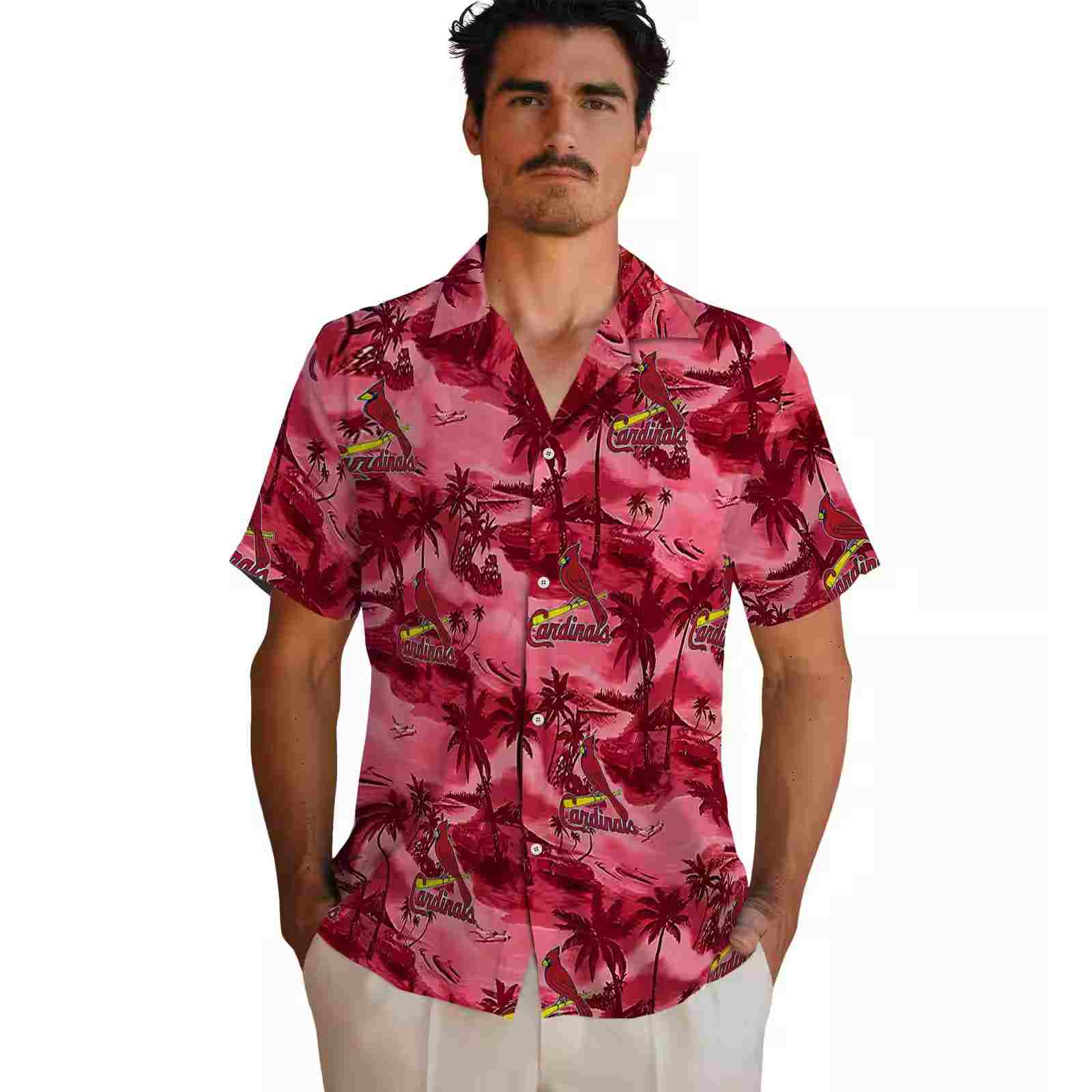 st louis cardinals coastal palms red hawaiian shirt fashion forward