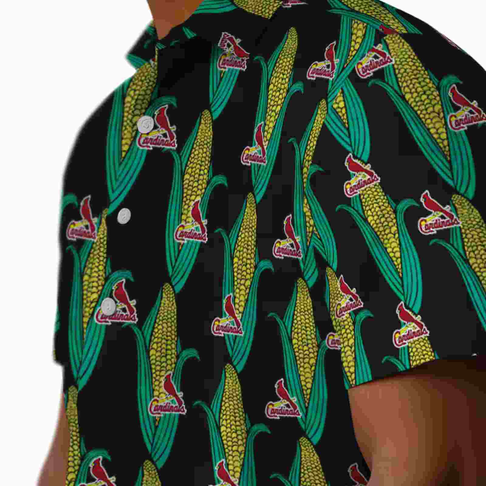 st louis cardinals corn motifs black green hawaiian shirt trendy