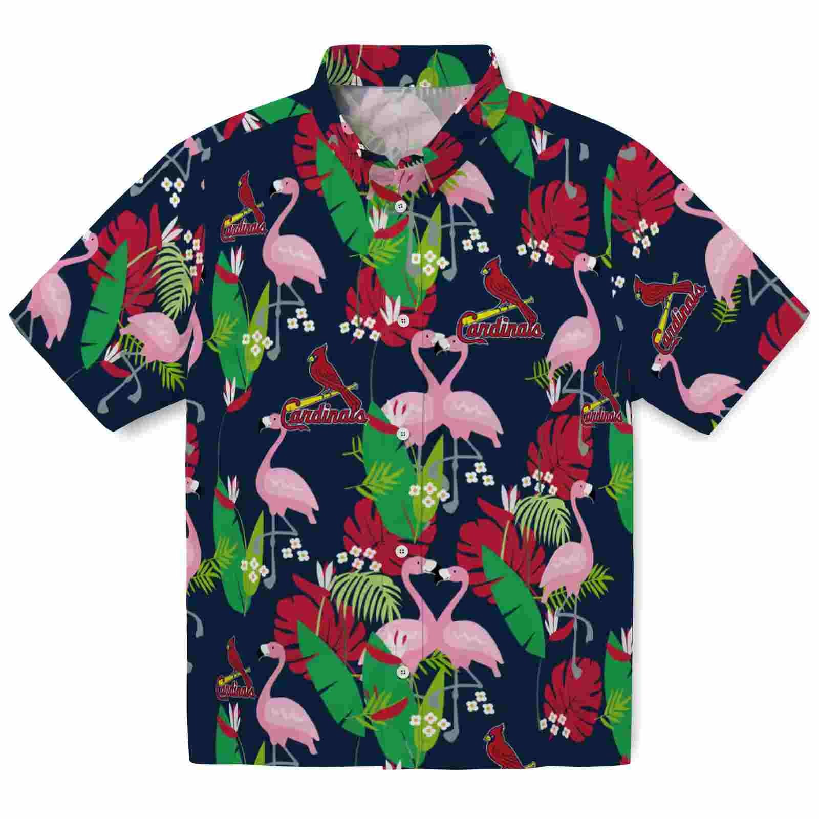 St. Louis Cardinals Flamingo Foliage Red Green Hawaiian Shirt