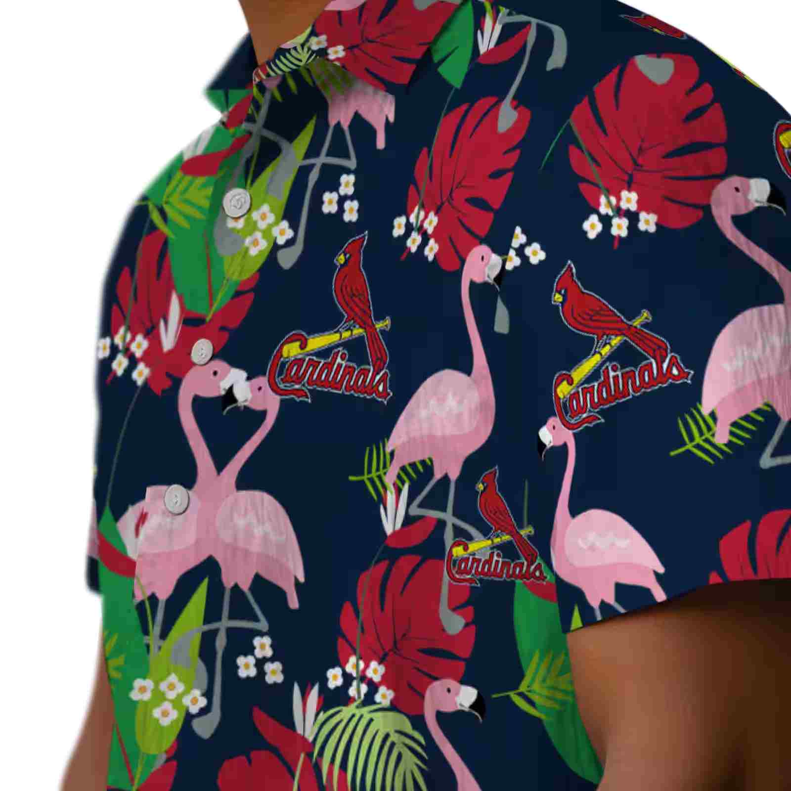 st louis cardinals flamingo foliage red green hawaiian shirt trendy