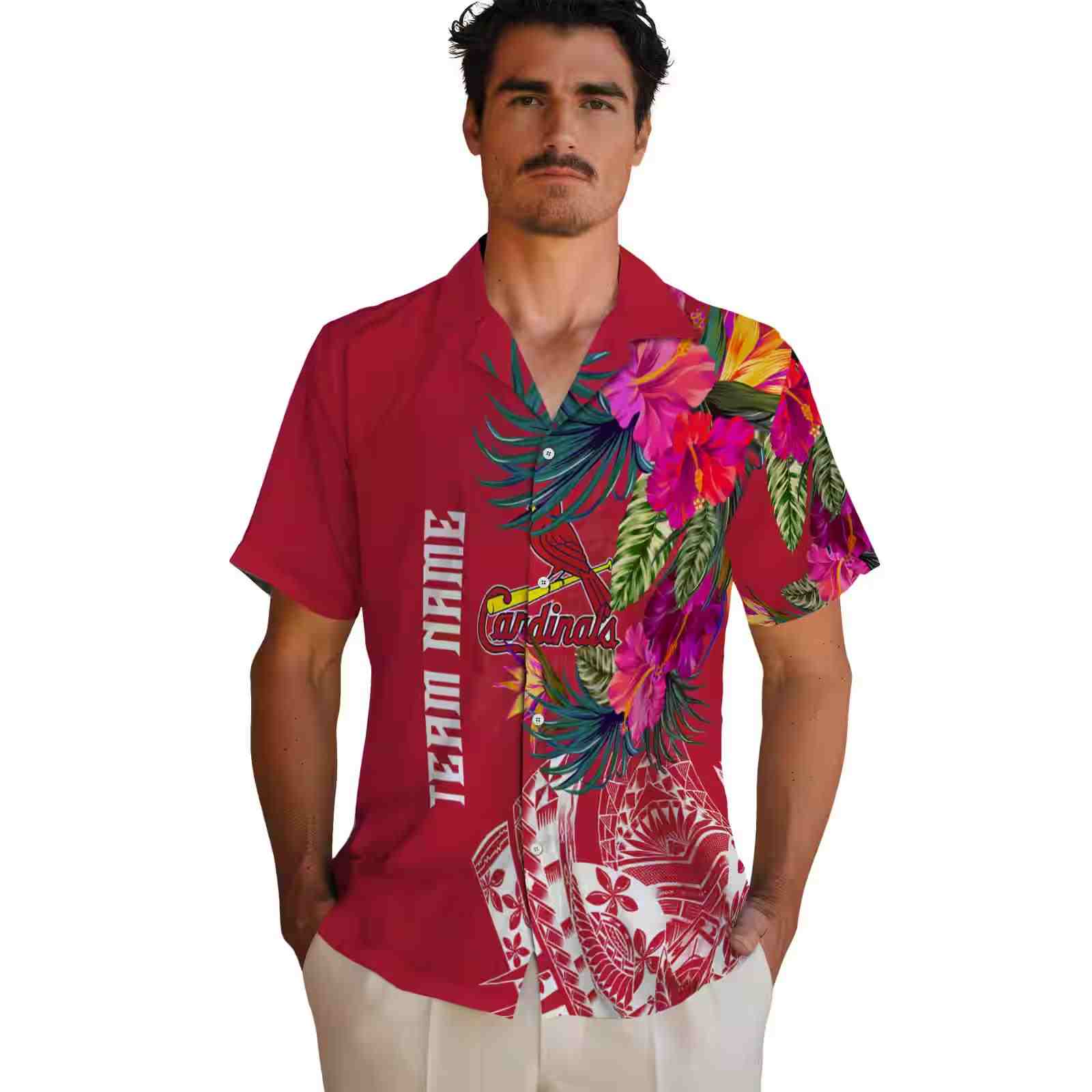 st louis cardinals floral polynesian red hawaiian shirt fashion forward