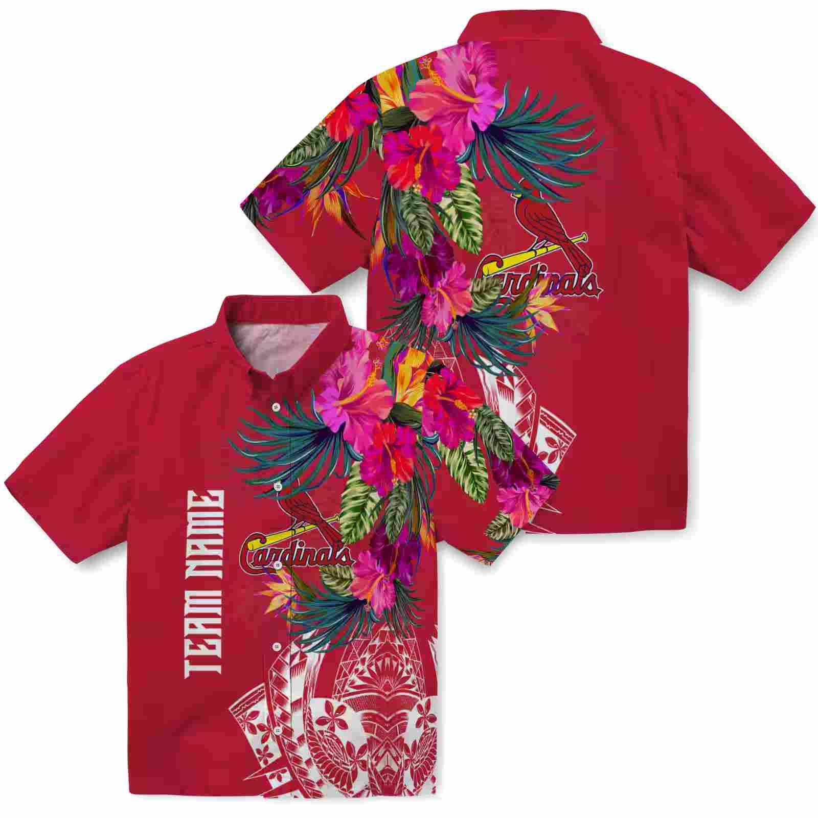 st louis cardinals floral polynesian red hawaiian shirt high quality