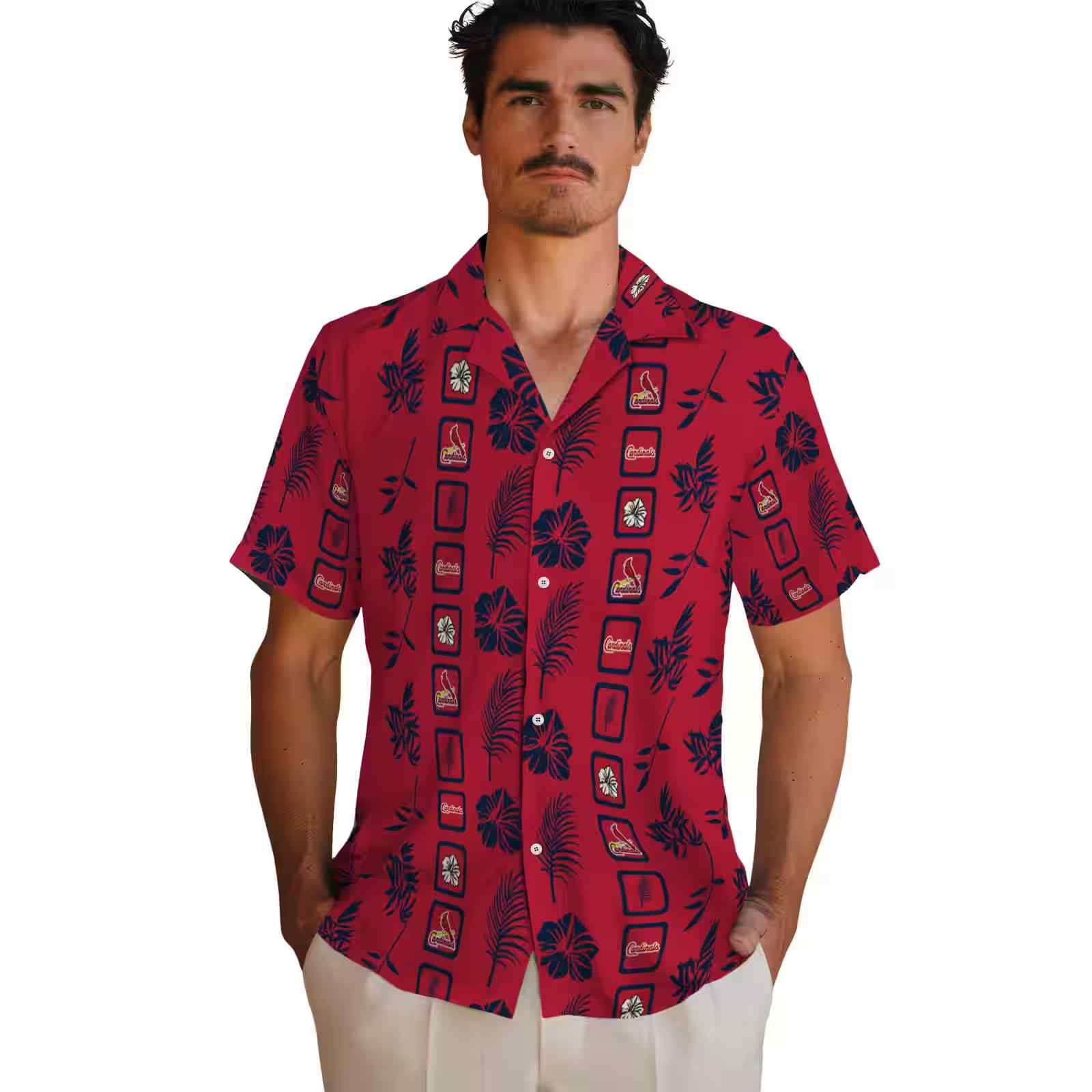 st louis cardinals framed floral red hawaiian shirt fashion forward