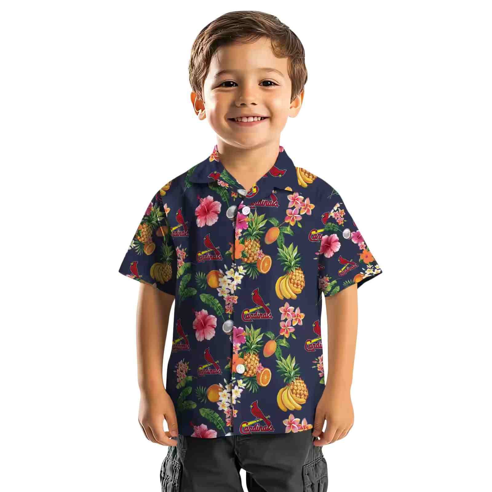 st louis cardinals hibiscus and fruit navy blue hawaiian shirt top rated