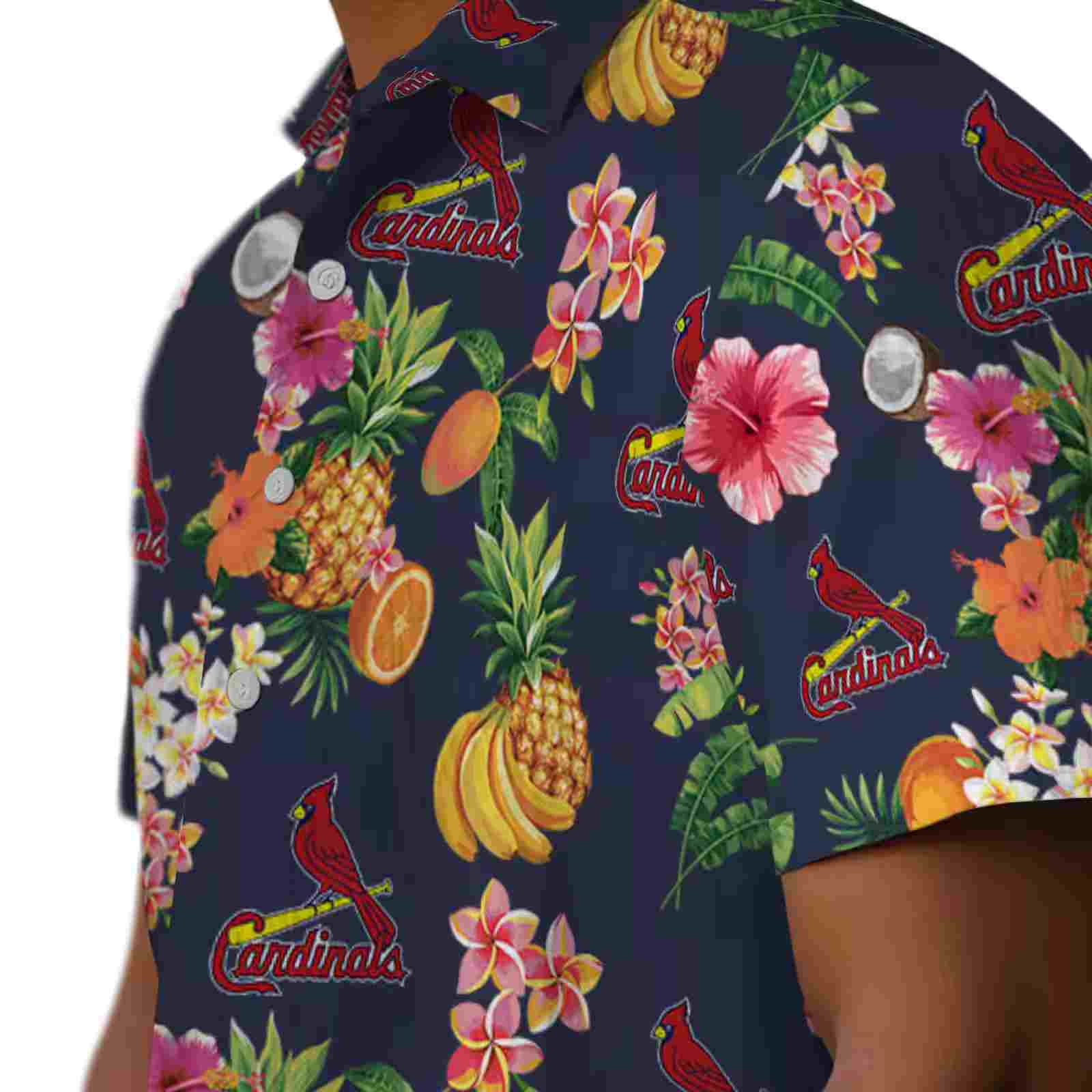 st louis cardinals hibiscus and fruit navy blue hawaiian shirt trendy