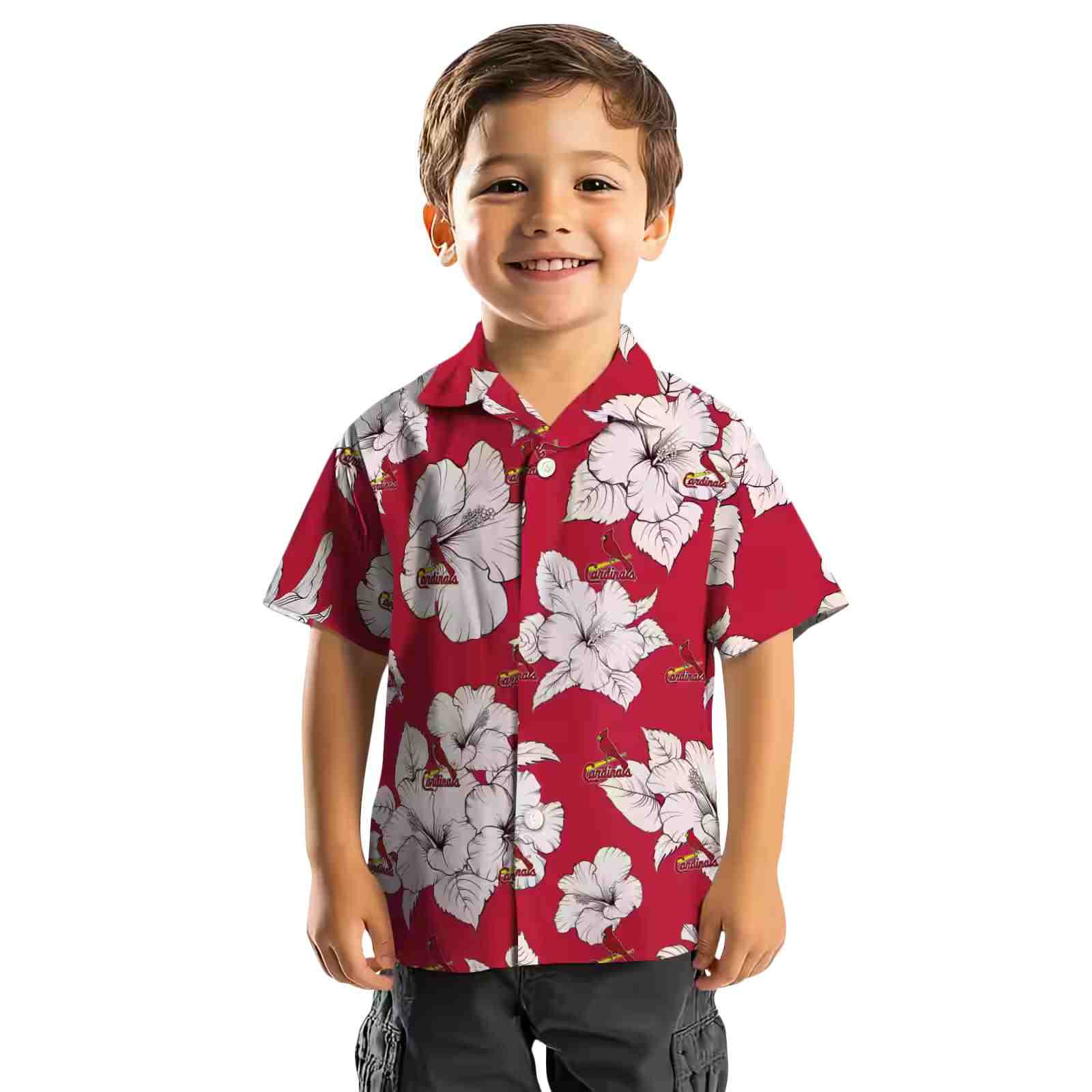 st louis cardinals hibiscus blooms red white hawaiian shirt top rated