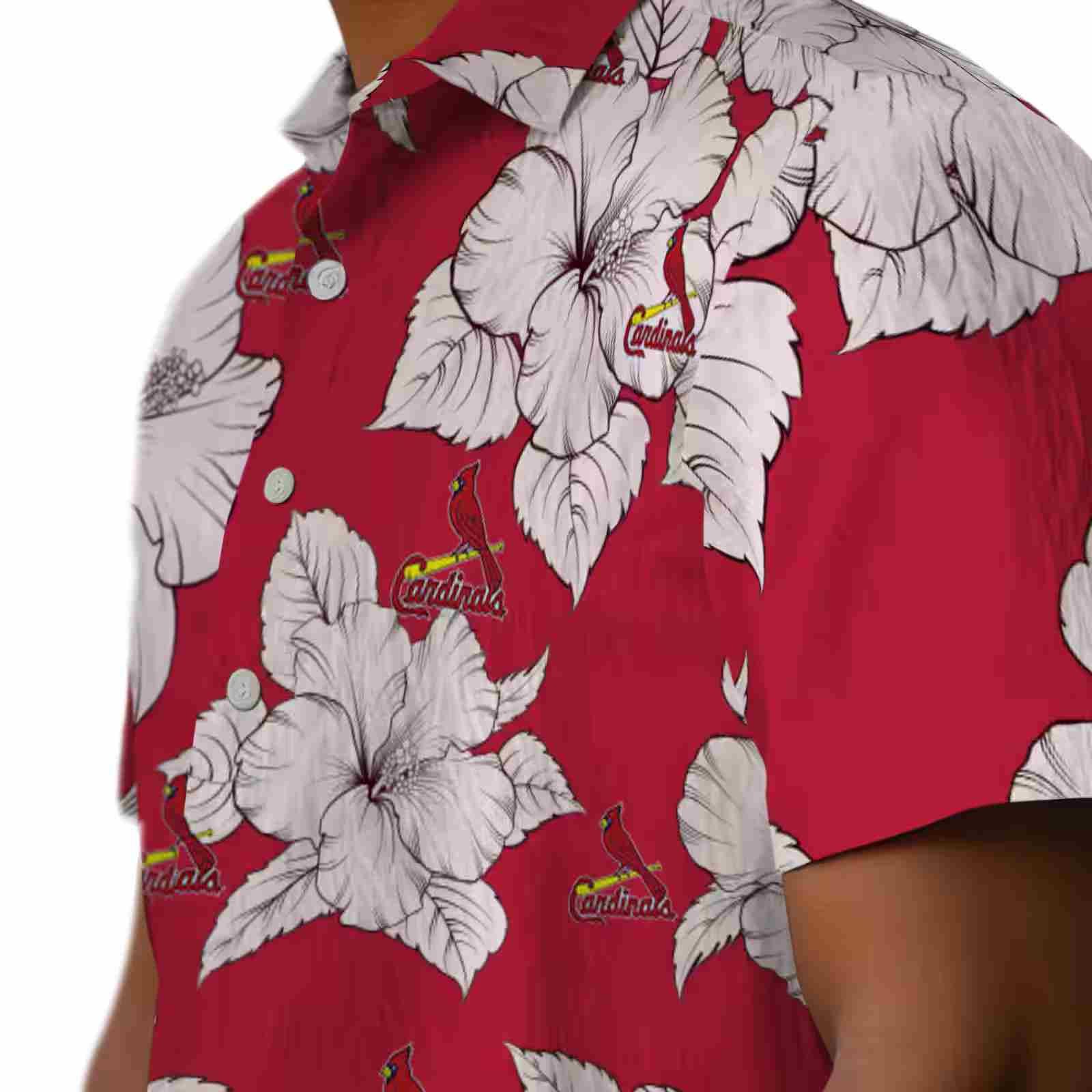 st louis cardinals hibiscus blooms red white hawaiian shirt trendy