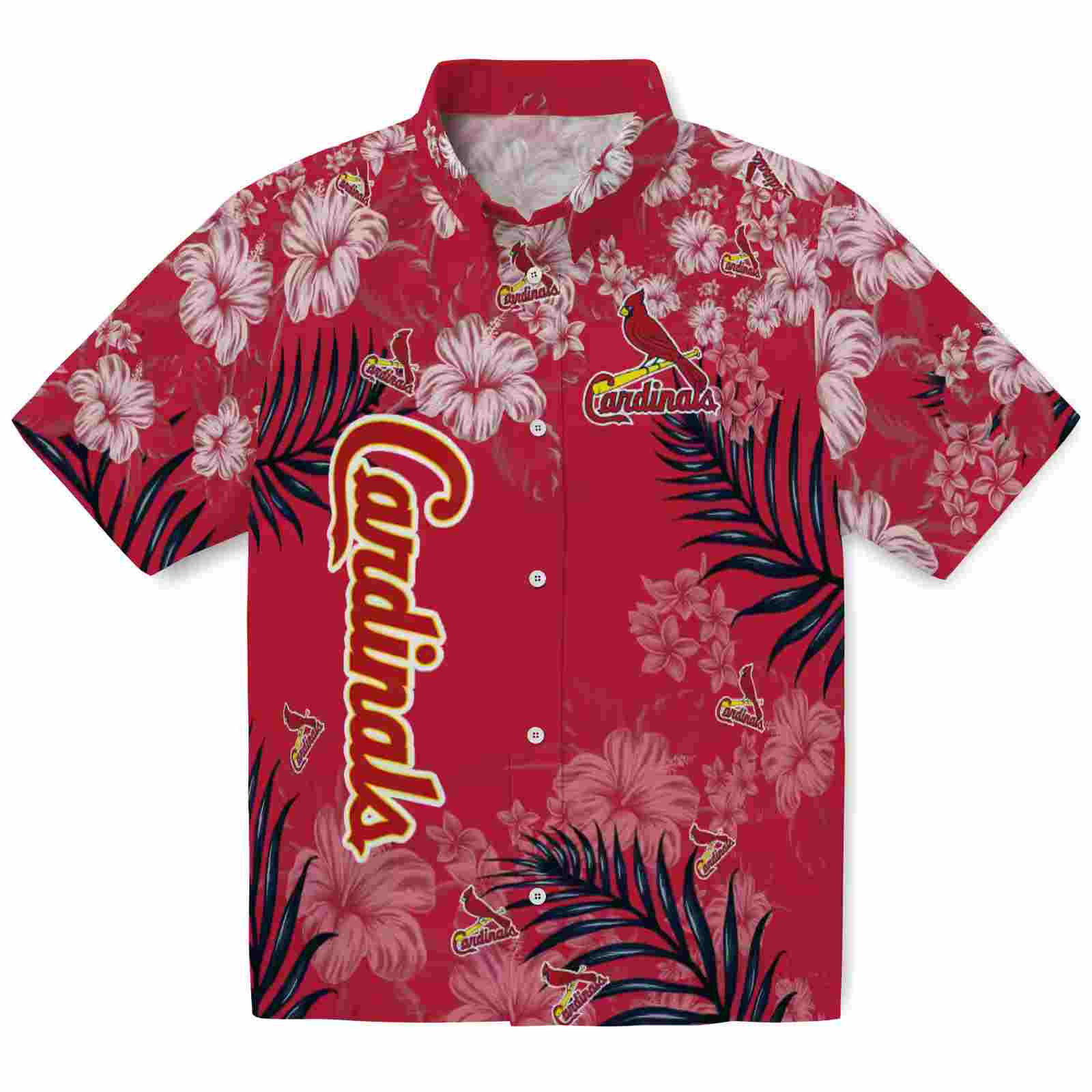 St. Louis Cardinals Hibiscus Print Red Hawaiian Shirt