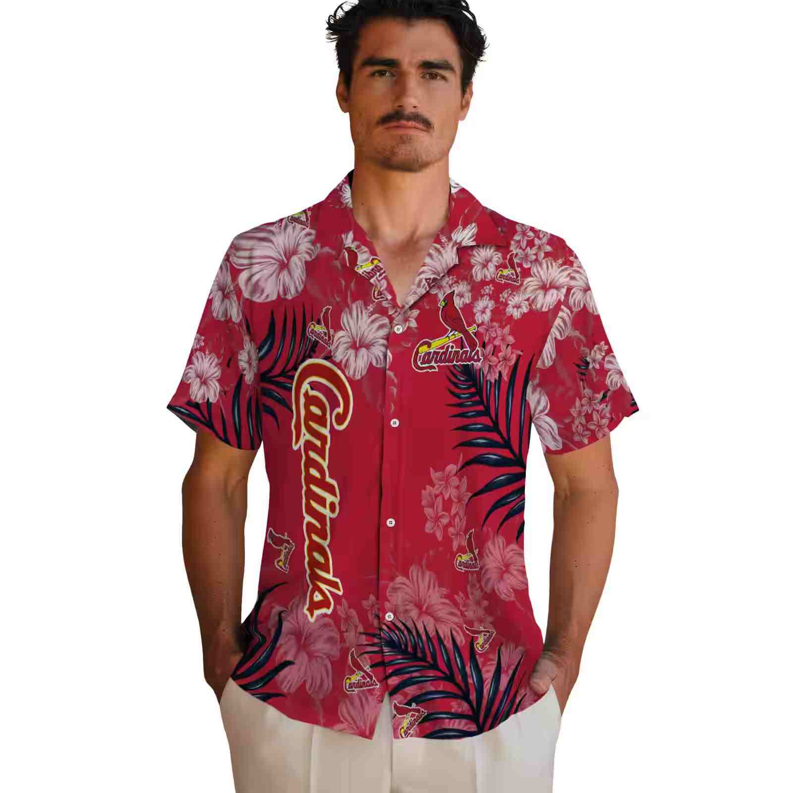 st louis cardinals hibiscus print red hawaiian shirt fashion forward