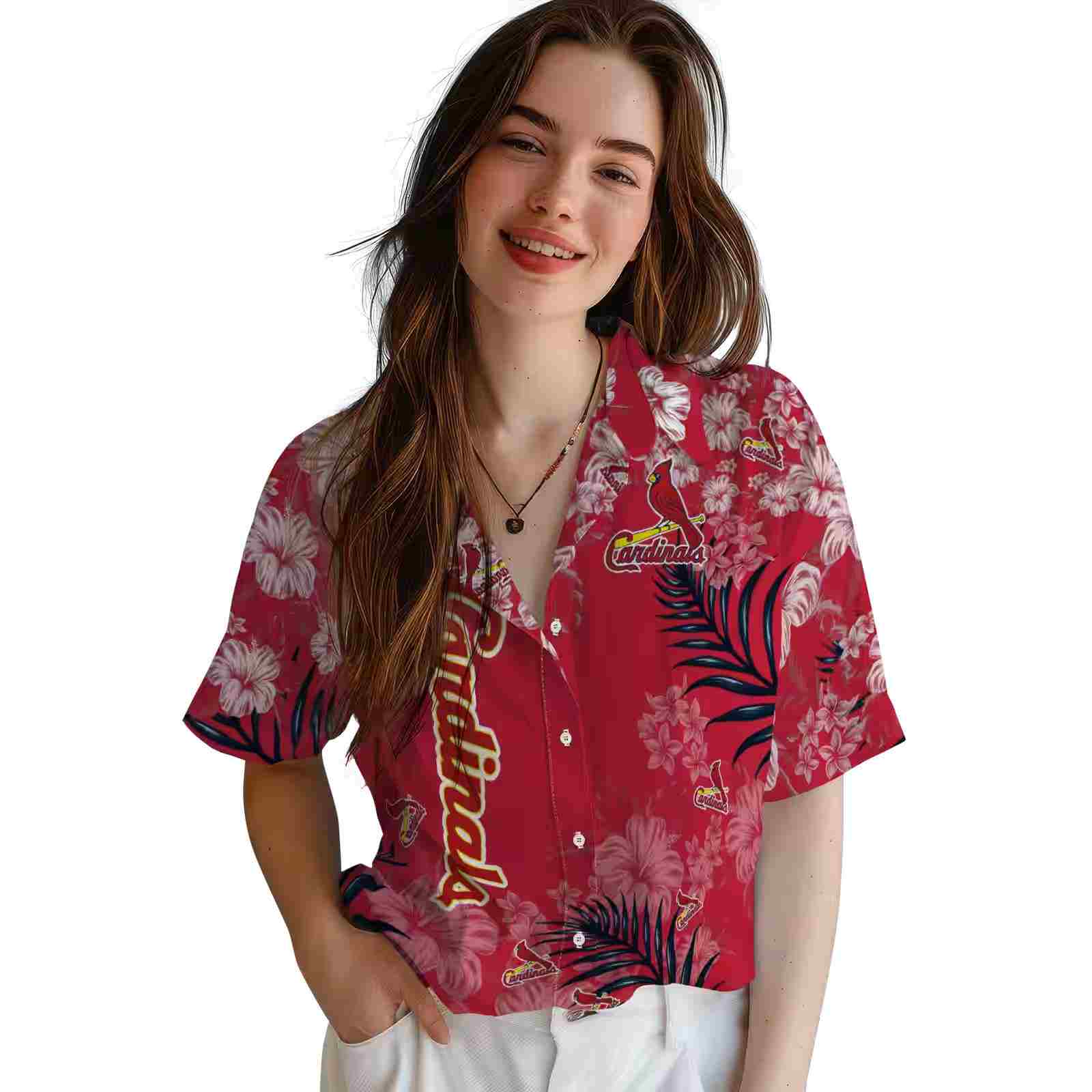 st louis cardinals hibiscus print red hawaiian shirt latest model