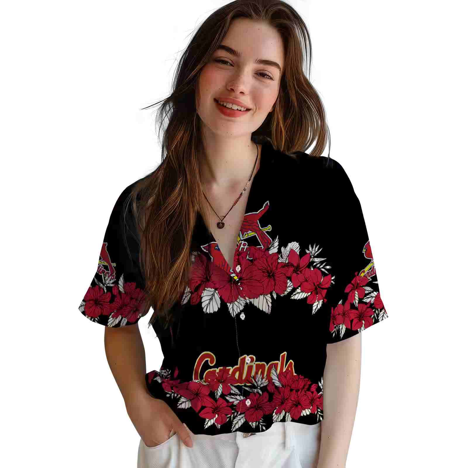 st louis cardinals hibiscus stripe red black hawaiian shirt latest model