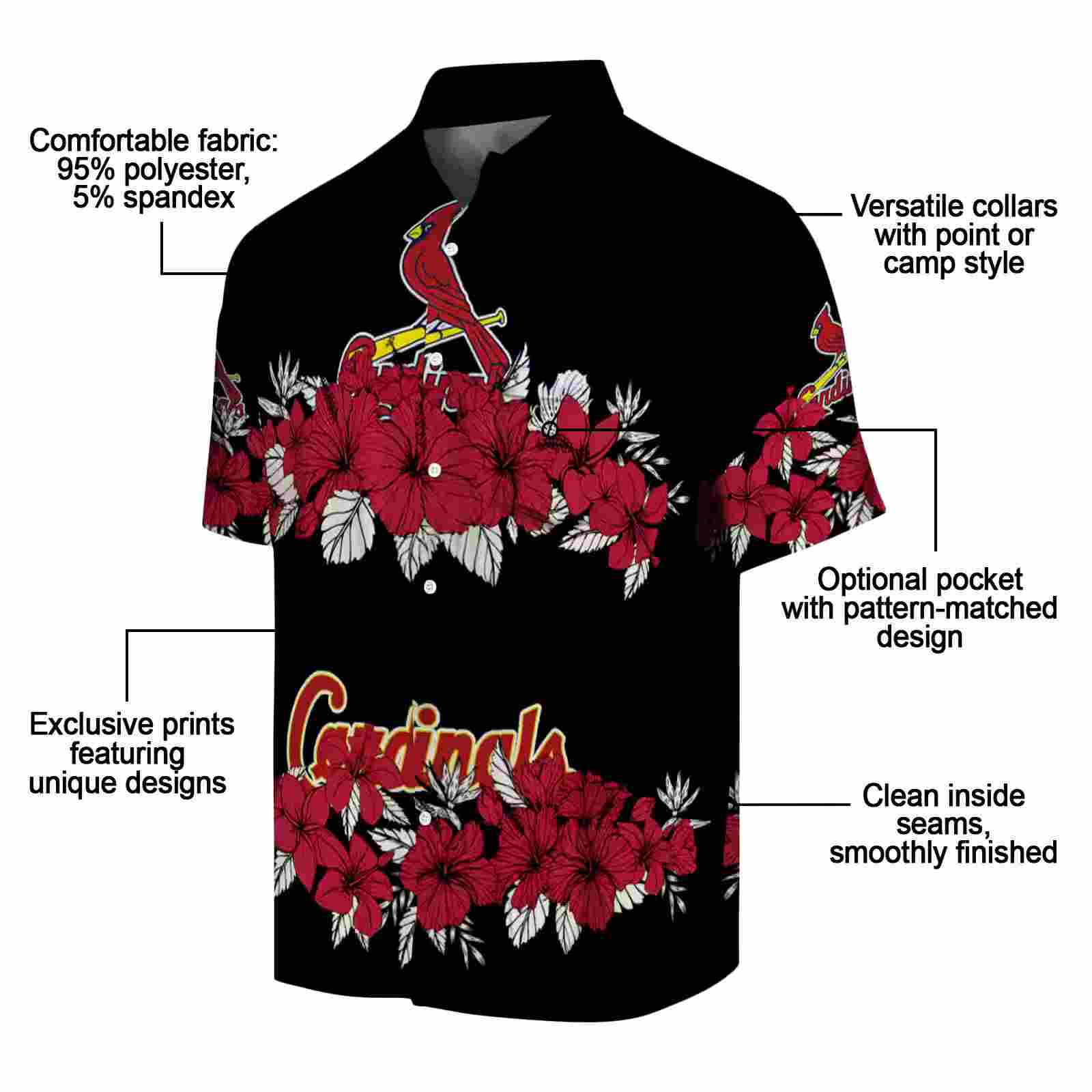 st louis cardinals hibiscus stripe red black hawaiian shirt new arrival