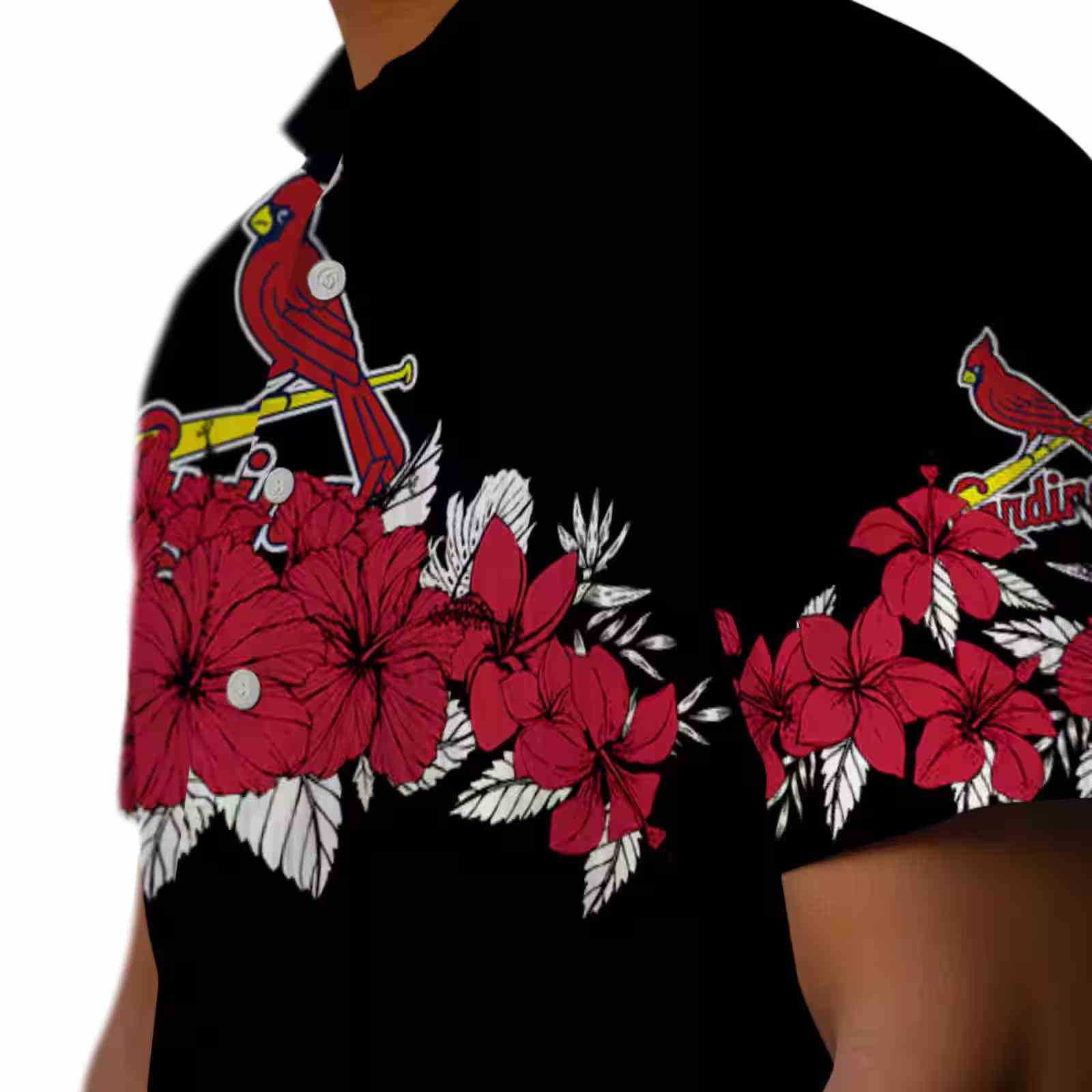 st louis cardinals hibiscus stripe red black hawaiian shirt trendy