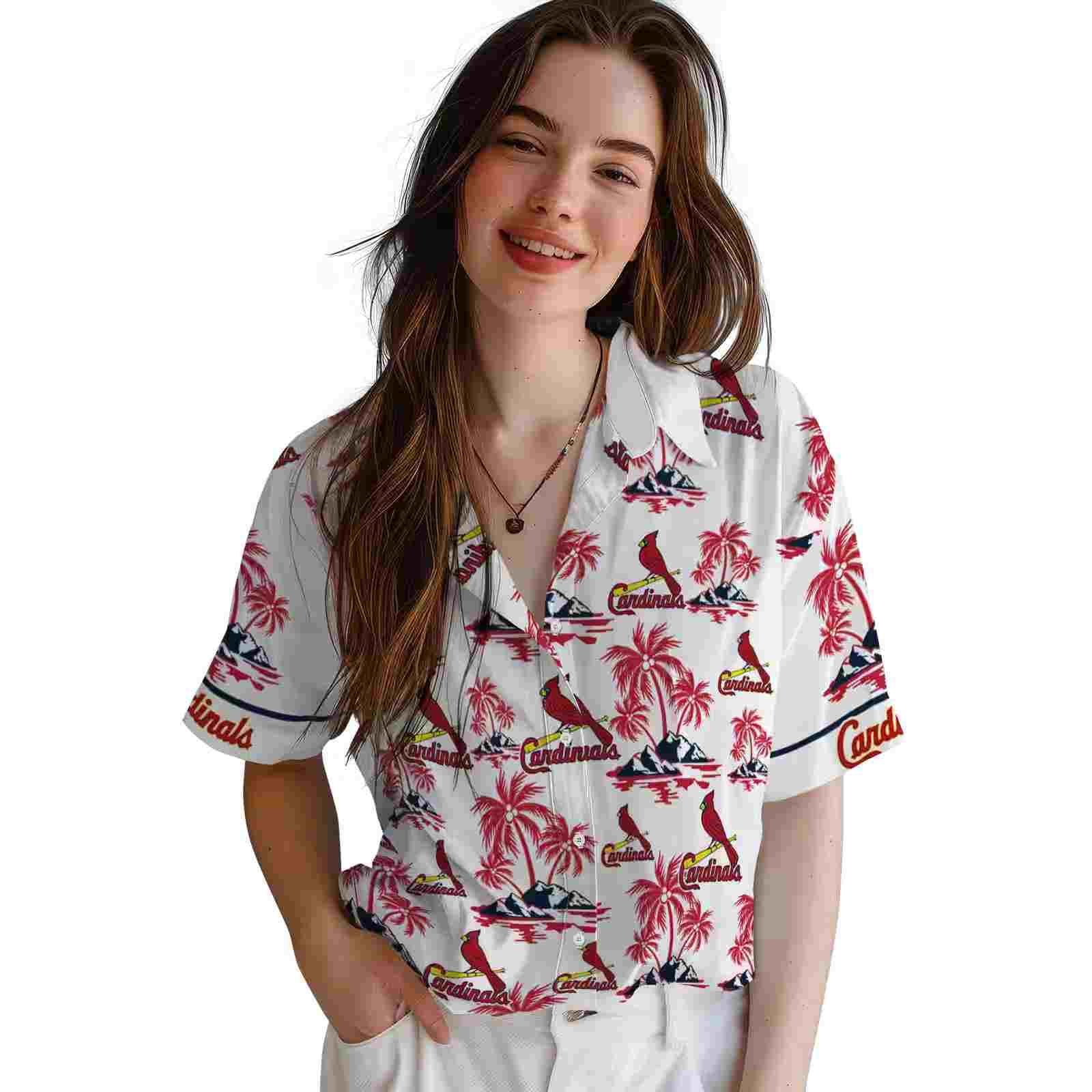 st louis cardinals palm island print red white hawaiian shirt latest model