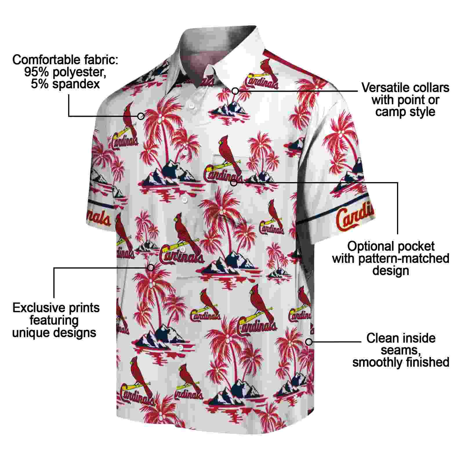 st louis cardinals palm island print red white hawaiian shirt new arrival